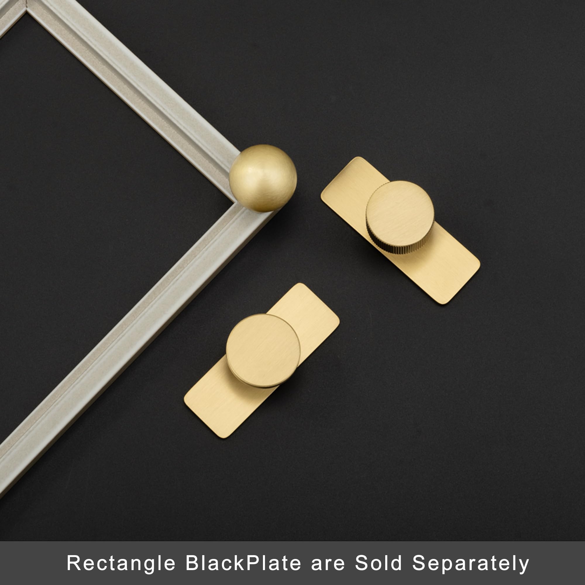 QOGRISUN 5-Pack Solid Brass Cabinet Pulls Back Plates - 3-Inch Hole Center, 5.3-Inch Length - Brushed Brass Finish for Kitchen, Bathroom & Furniture Hardware Upgrade