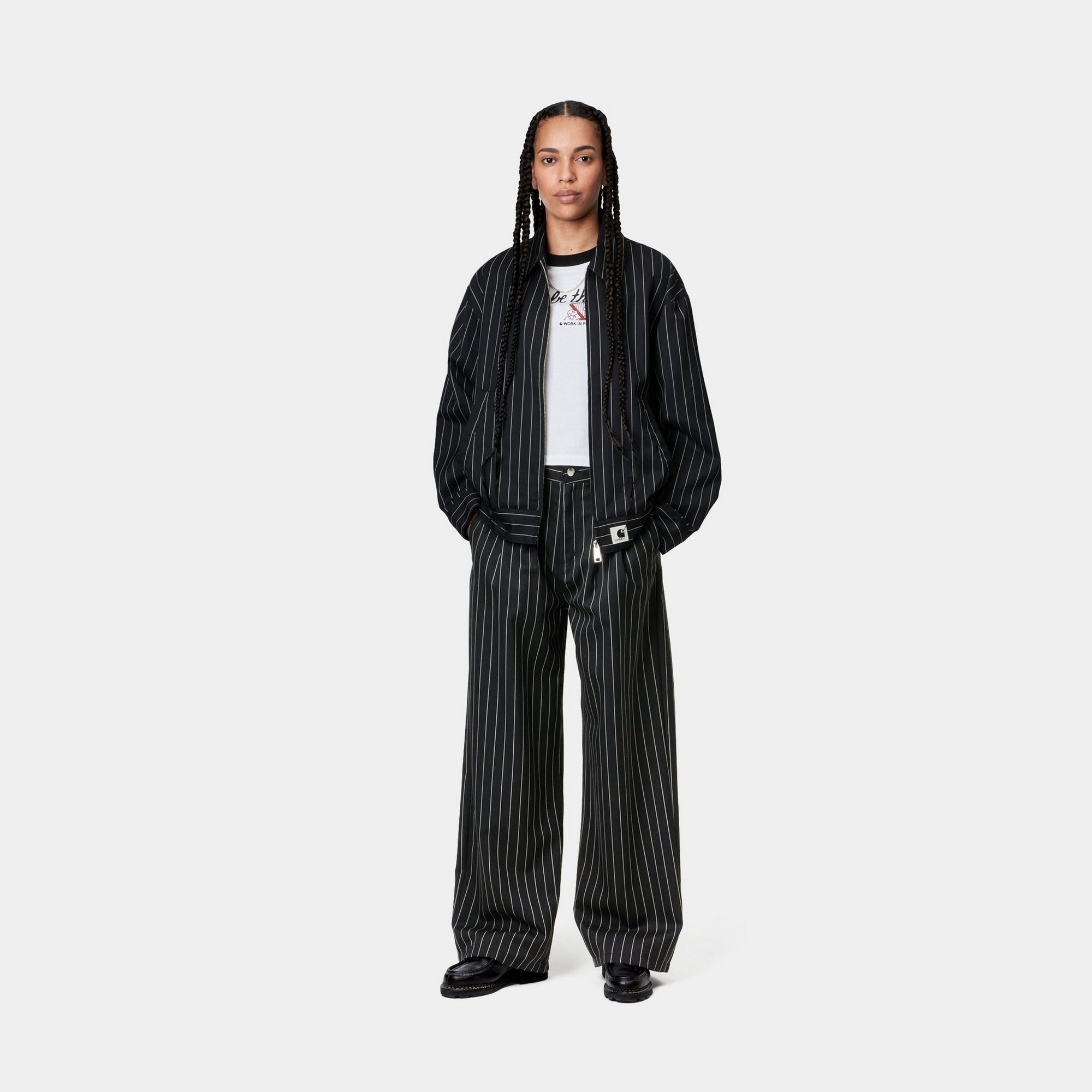 Women's Seaton Striped Pants - Black & Wax | Comfortable Casual Trousers for Work, Office & Everyday Wear