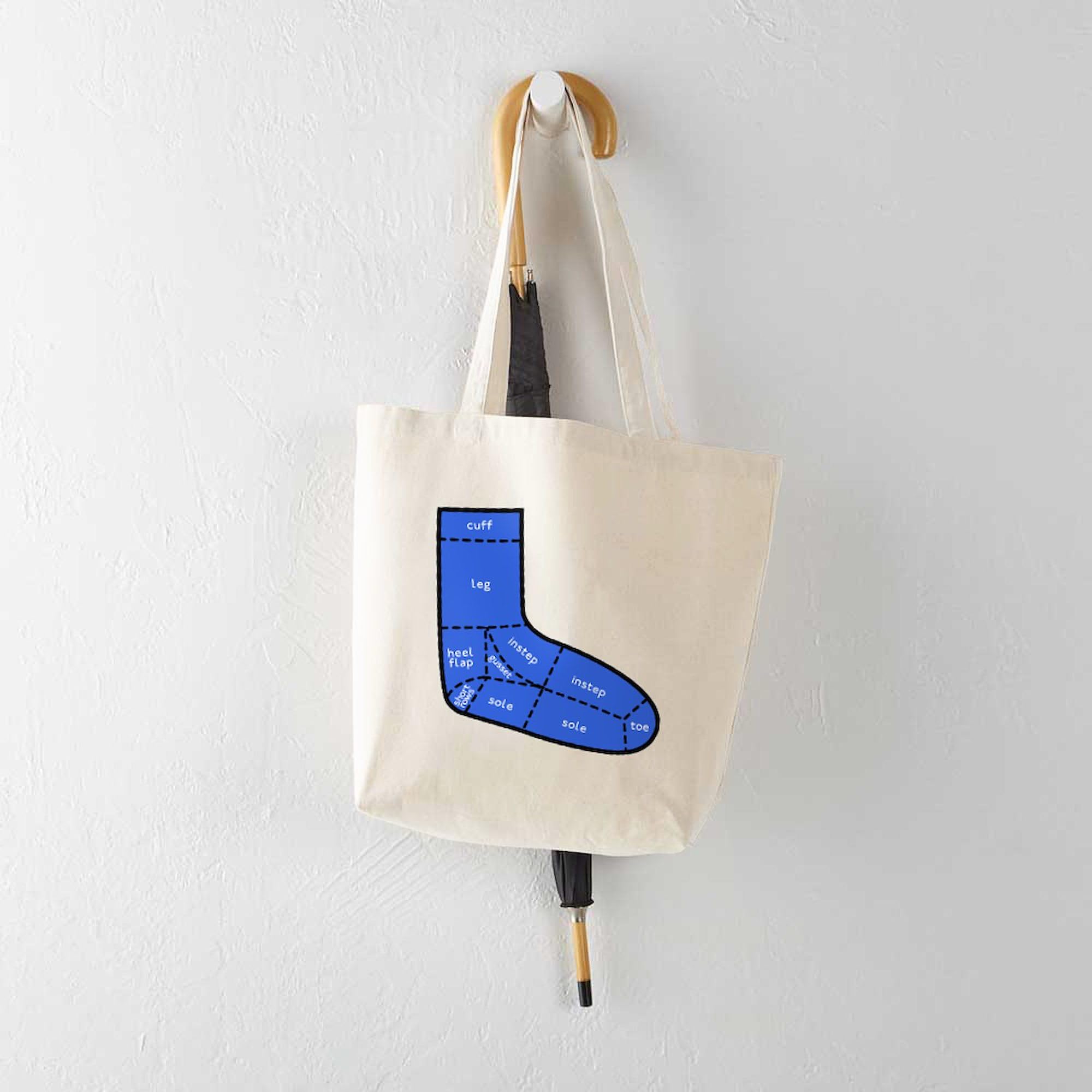 Eco-Friendly Natural Canvas Tote Bag - Reusable Grocery Shopping Bag with Sock Anatomy Print | Perfect for Groceries, Beach Trips & Farmers Market