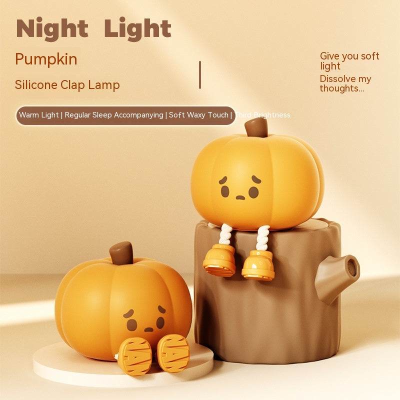 Cute Pumpkin Night Light - Halloween LED Decor for Kids Room, Bedside, Party - Warm White Glow for Cozy Ambiance