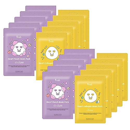 PRRETI Korean Bubble Oxygen Mask (Pack of 10 Pairs/20 Sheets) - O2 Bubble & Firming Facial Treatment for Deep Cleansing & Skin Purification - Peach Scented K-Beauty Mask for Spa-Like Skincare at Home