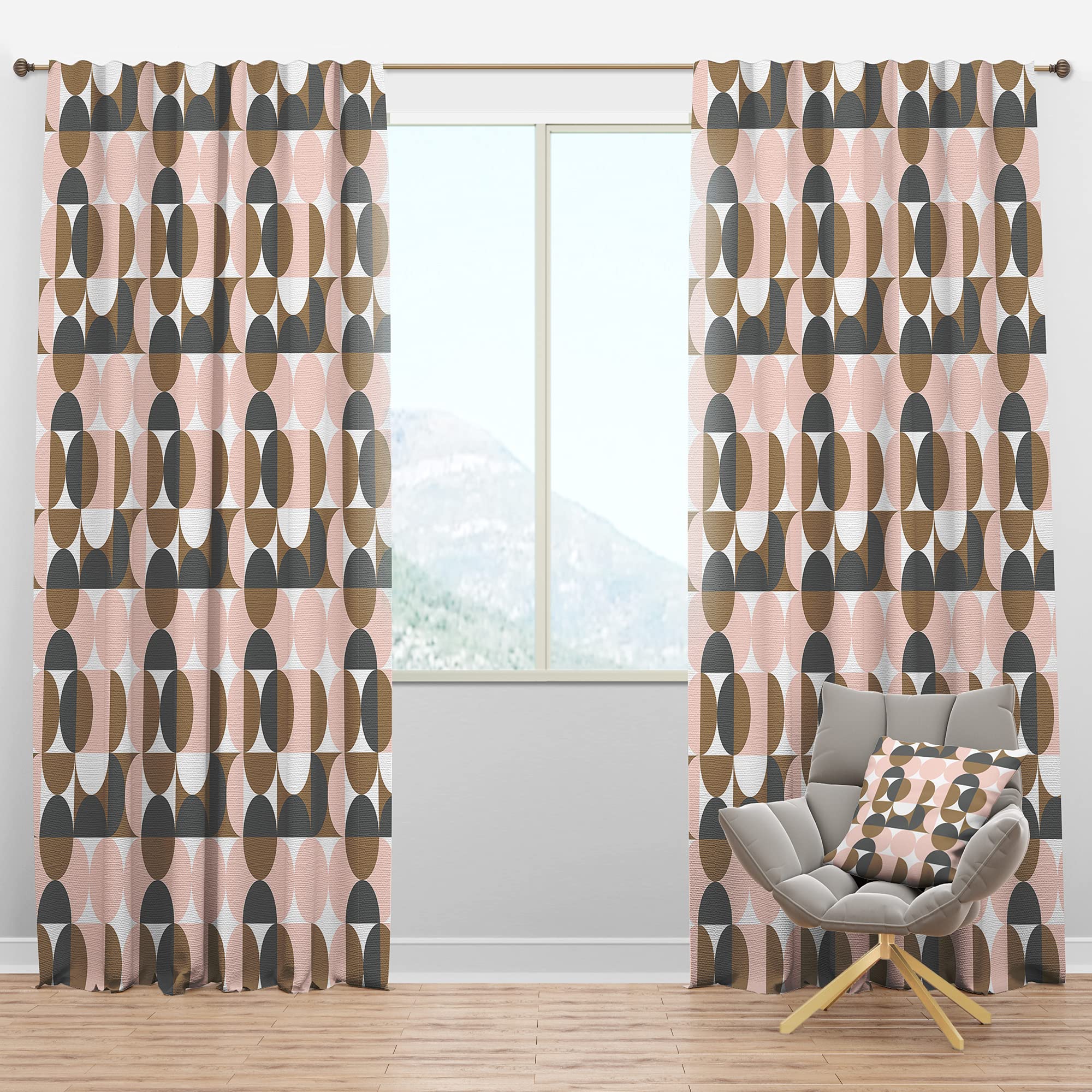 DesignQ Blackout Curtains - Retro Circular Pattern IV Thermal Insulated Single Panel (52x95 inches) for Bedroom & Living Room - Noise Reducing & Energy Saving Window Drapes for Better Sleep & Home Decor