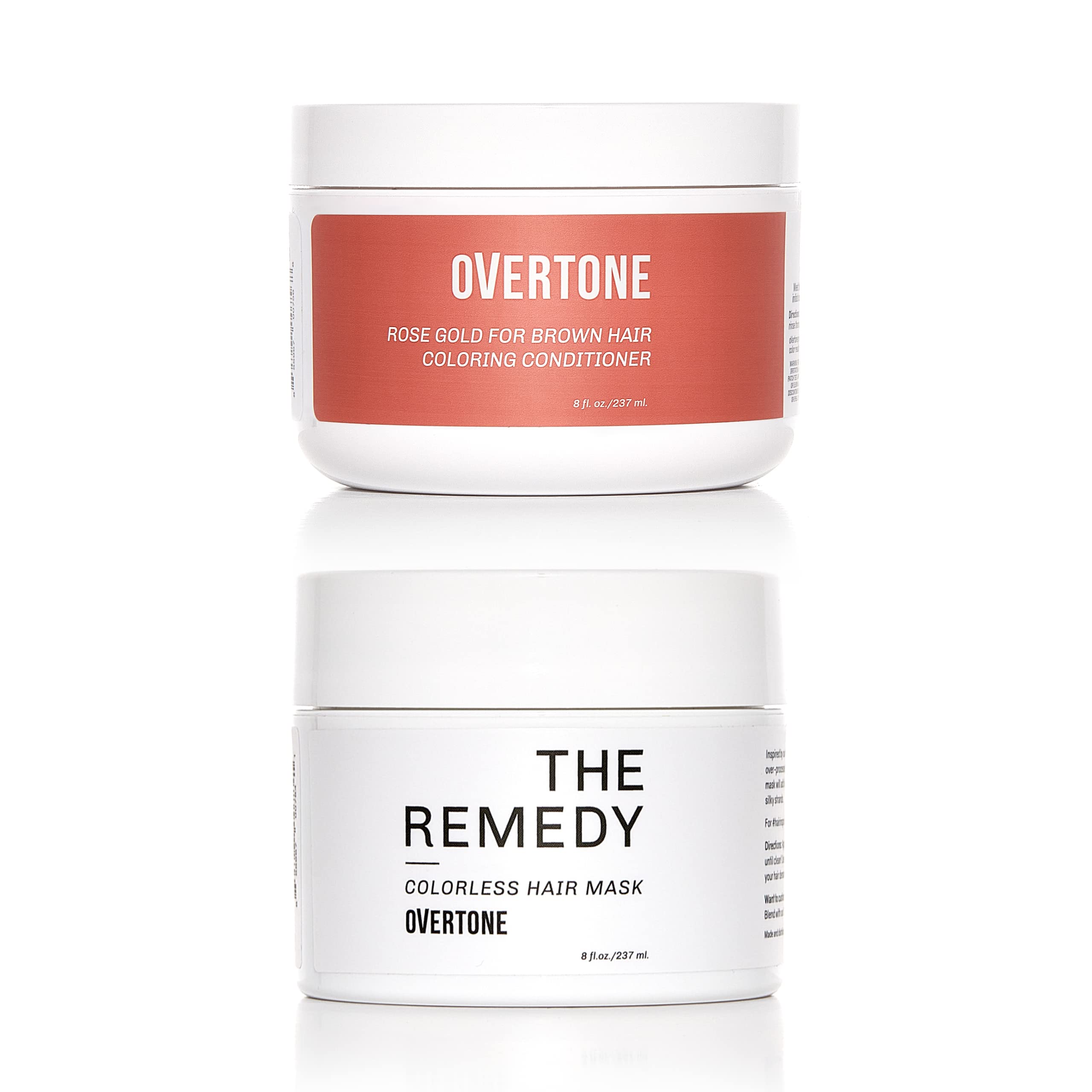 oVertone Rose Gold for Brown Hair Color Depositing Conditioner & The Remedy Fine Hair Deep Treatment (2-Pack) - Cruelty-Free with Coconut Oil & Shea Butter | Vibrant Hair Color & Repair for Brunettes | Perfect for Salon-Quality Color Refresh & Damaged Hair Care at Home