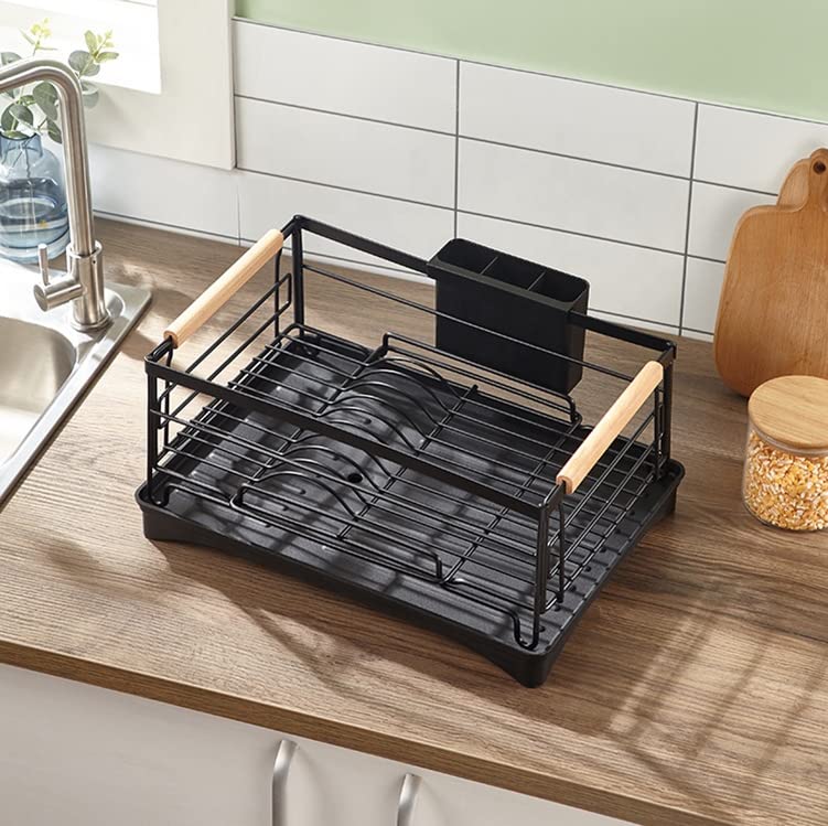 ARHAT Stainless Steel Dish Drying Rack for Kitchen Utensils | Compact Metal Dish Stand for Pantry & Countertop | Black Bartan Organizer (Not Assembled) | Perfect for Small Kitchens & Efficient Dish Storage