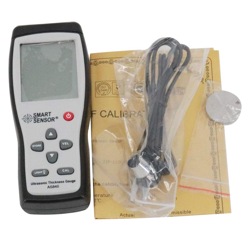 AS840 Digital Ultrasonic Thickness Gauge Tester Meter 1.2-225mm (0.05-8.86in) with 1000-9999m/s Velocity - Precision Metal, Plastic, Glass Thickness Measurement for Industrial, Marine, and Automotive Inspection
