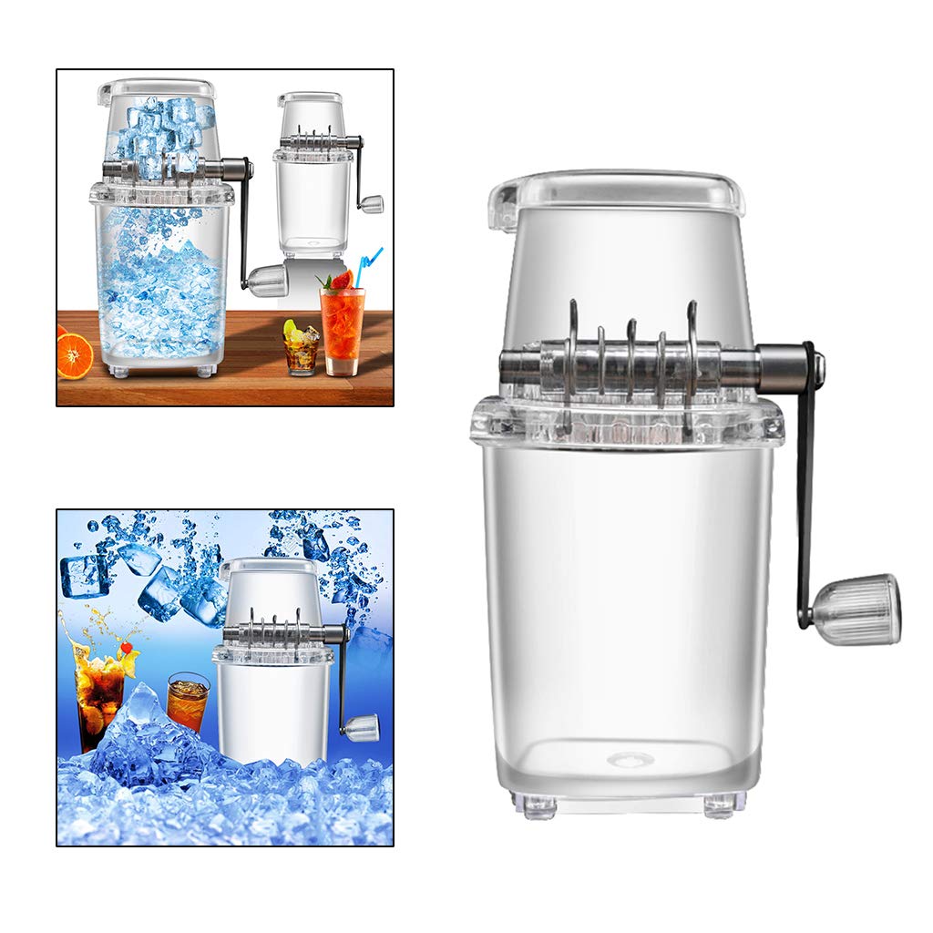 Fenteer Manual Ice Crusher - Stainless Steel Hand Crank Ice Grinder for Cocktails, Smoothies & Shaved Ice - Perfect for Home Bars, Parties & Outdoor Use