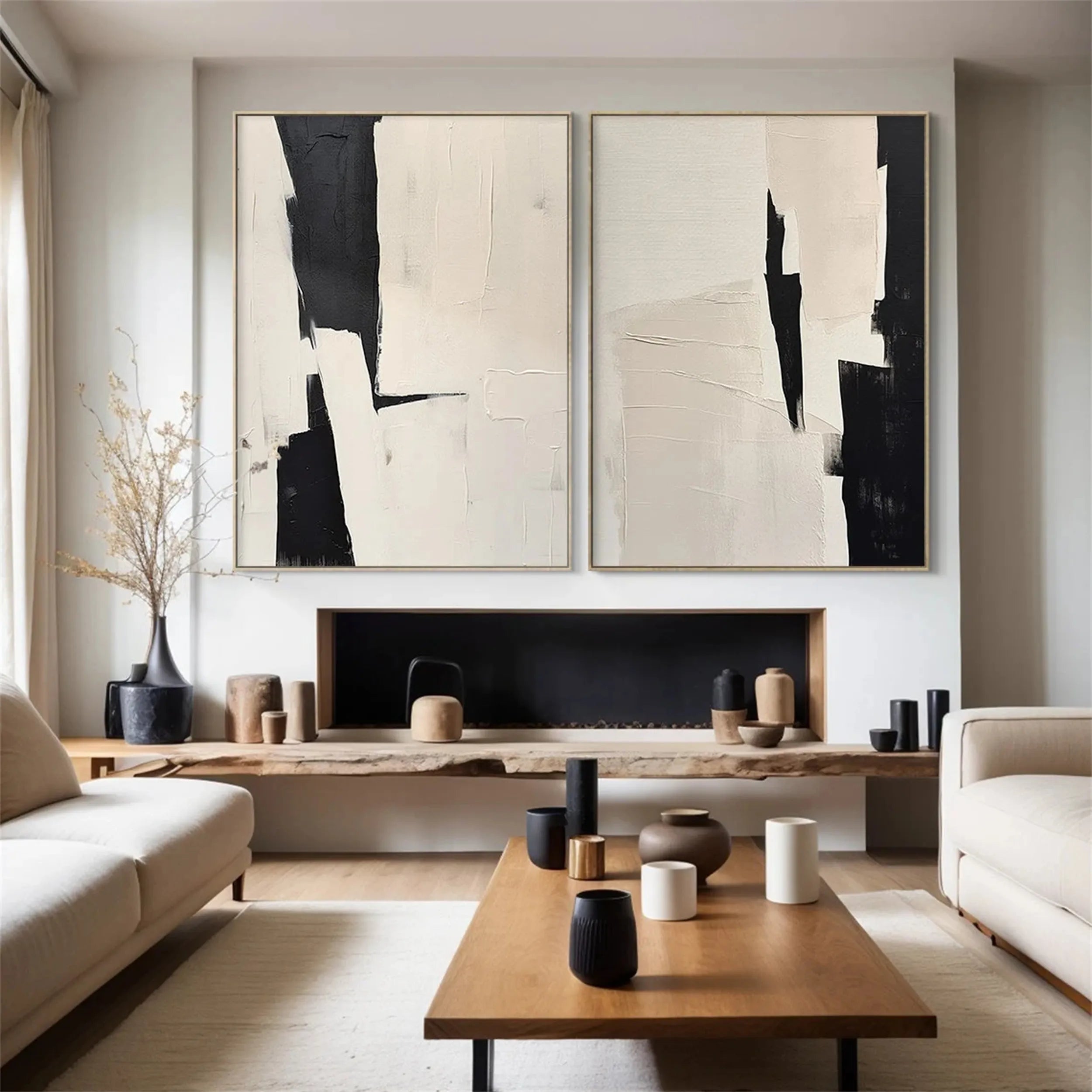 Abstract Tranquility Set of 2 Wall Art Paintings - Modern Minimalist Canvas Prints for Living Room, Bedroom & Office Decor #WS128