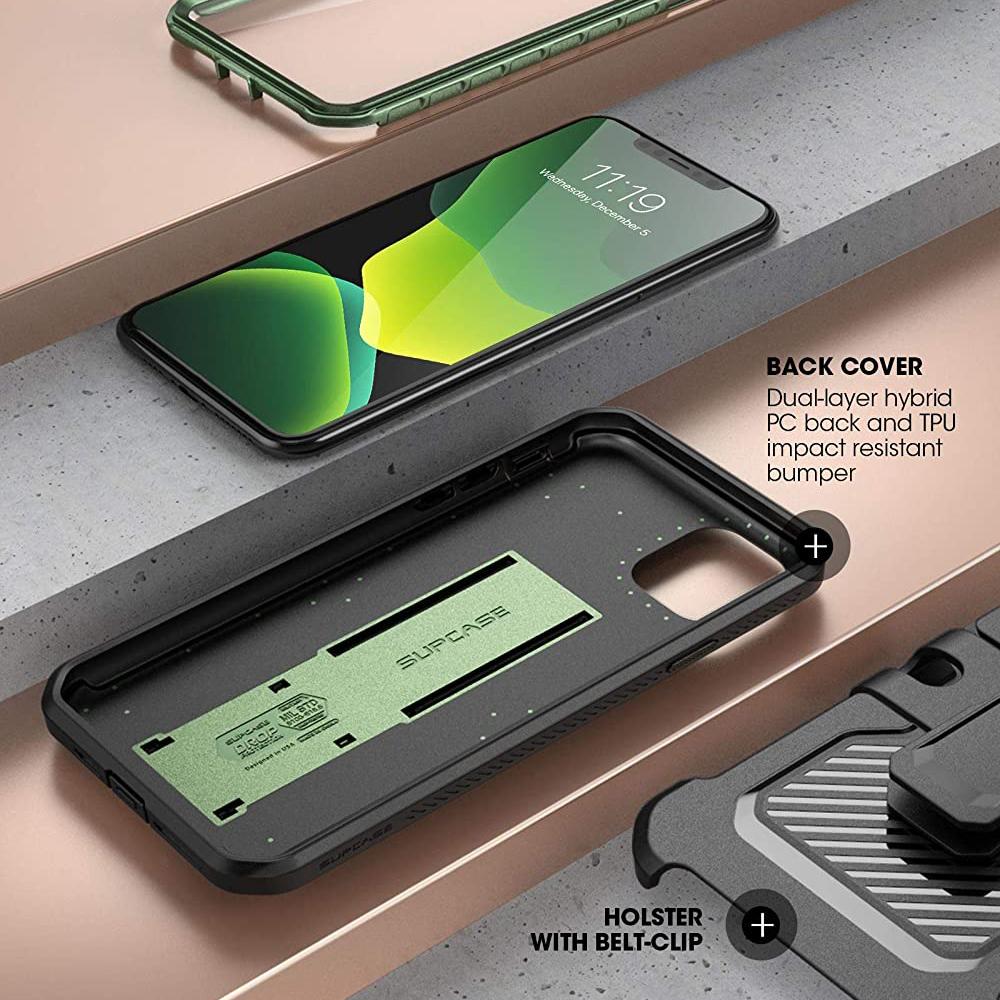 iPhone 11 6.1 Inch Shockproof Case - Unicorn Beetle Pro Rugged Protective Cover with Built-in Screen Protector, Military Grade Drop Protection, Dark Green - Perfect for Outdoor, Work & Extreme Sports