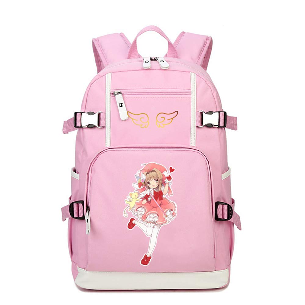 Anime Card Captor Sakura Pink Cute Canvas Backpack for Women - Kawaii School Bag, Rucksack & Bookbag - Perfect for Cosplay, School & Travel (6)