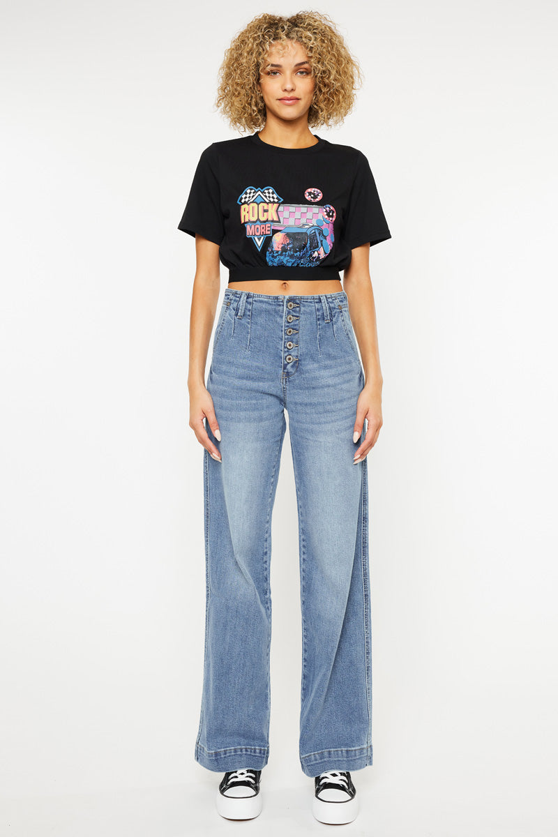 Zoelle Ultra High Rise Wide Leg Jeans for Women - Stretchy Comfort Denim Pants with Elastic Waist - Perfect for Casual Outfits, Workwear & Date Nights