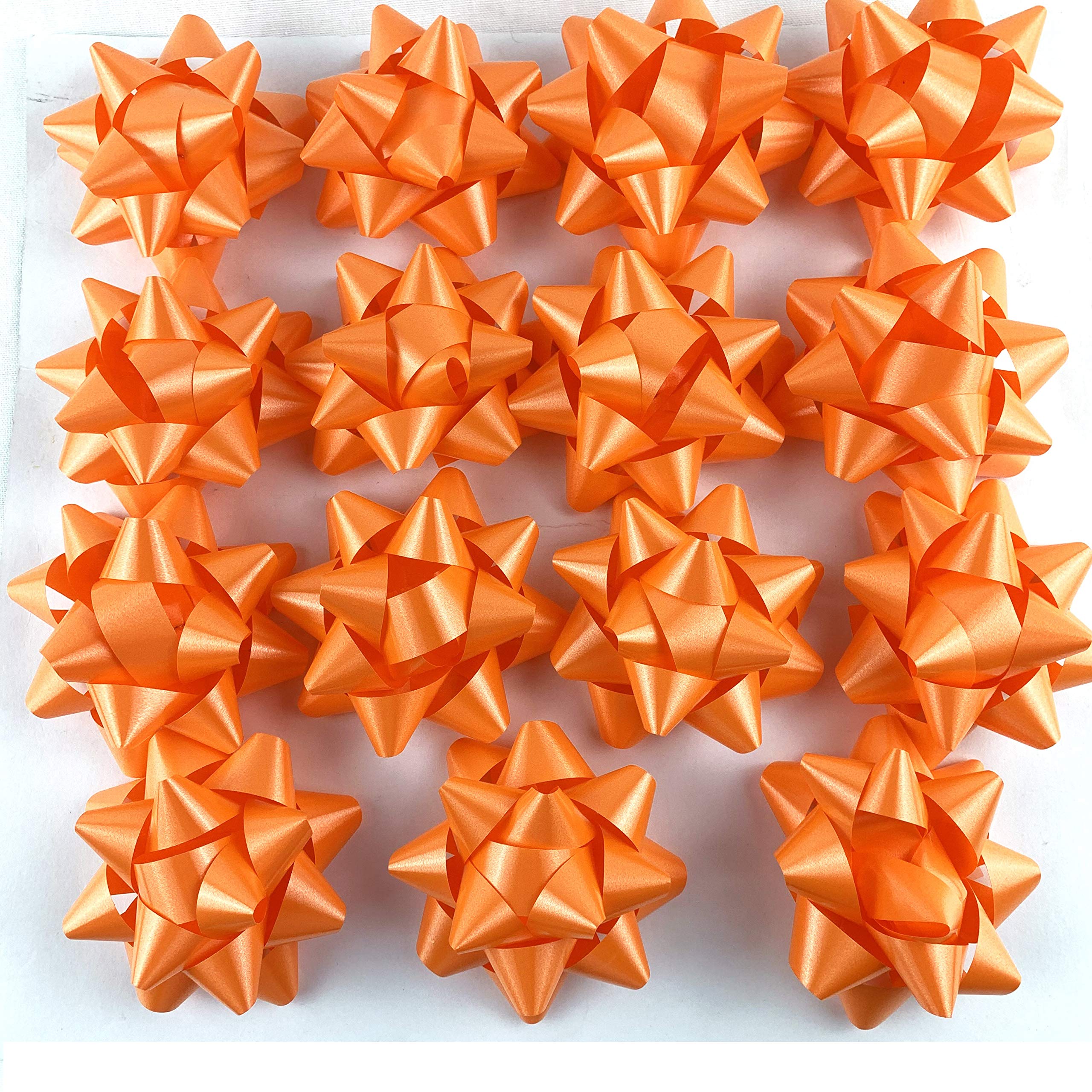 Orange Confetti Star Gift Bows for Christmas - 3.75 Inch Wrapping Bows (15 Pack) - Perfect for Holiday Presents, Party Decorations & Gift Wrapping