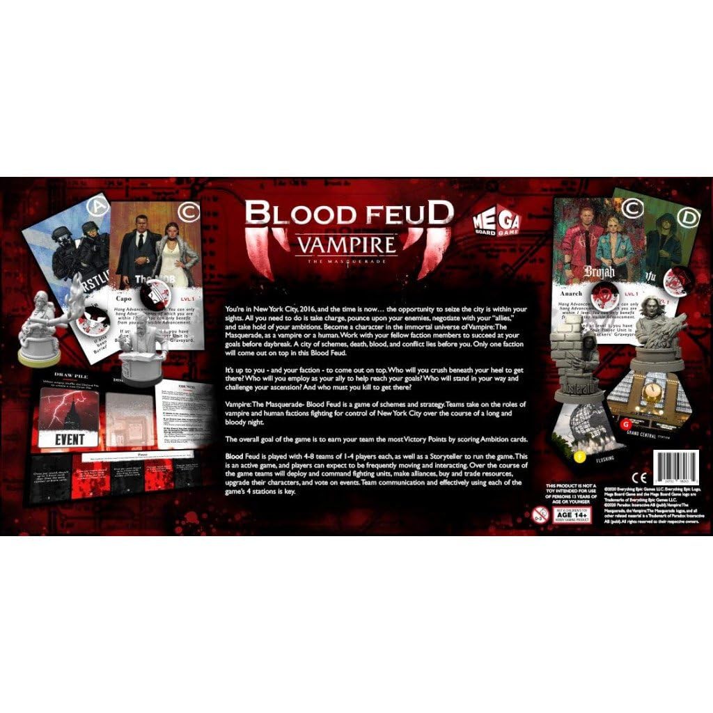 Vampire: The Masquerade - Blood Feud Mega Board Game | 4-32 Players Strategy Game | Perfect for Game Nights & Halloween Parties | Everything Epic