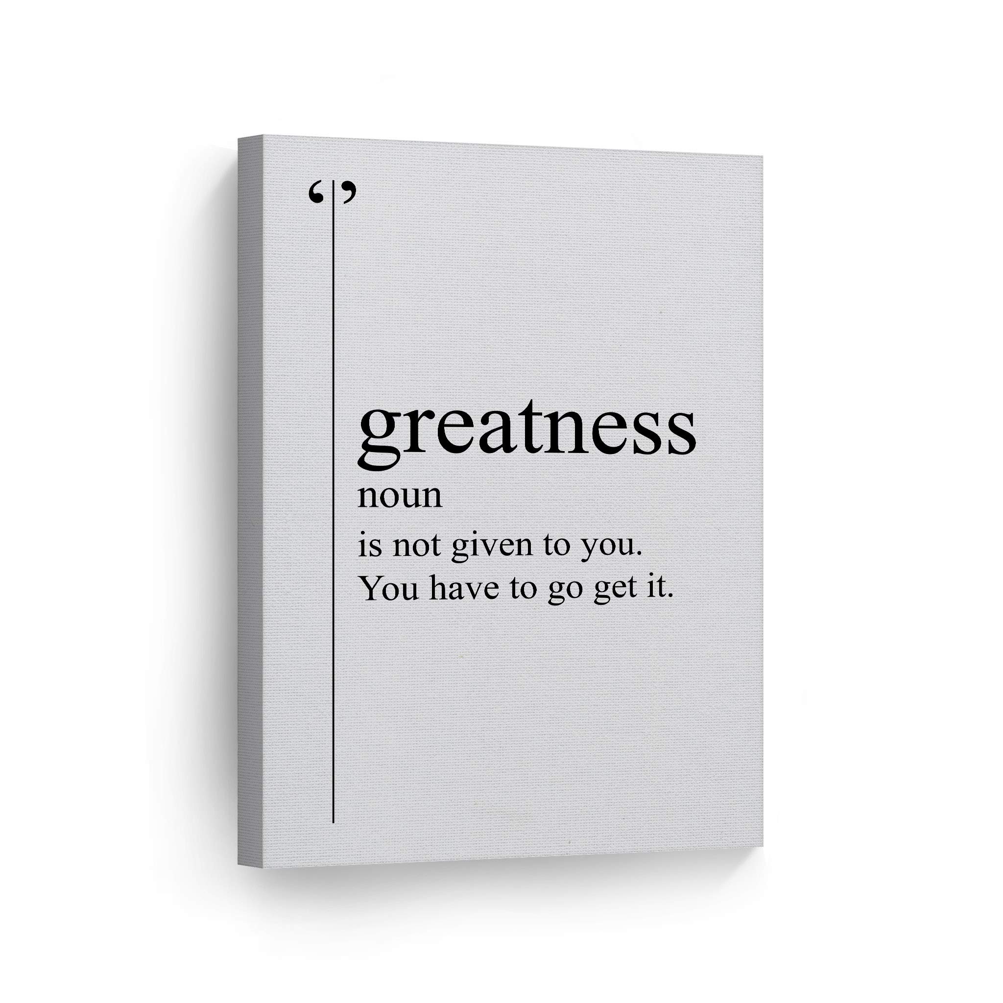 Smile Art Design Greatness Definition Motivational Canvas Wall Art - Black & White Dictionary Quote Print for Office & Living Room Decor - Inspirational Gift Ready to Hang (36x24) - Perfect for Home Offices, Workspaces & Motivational Gifts