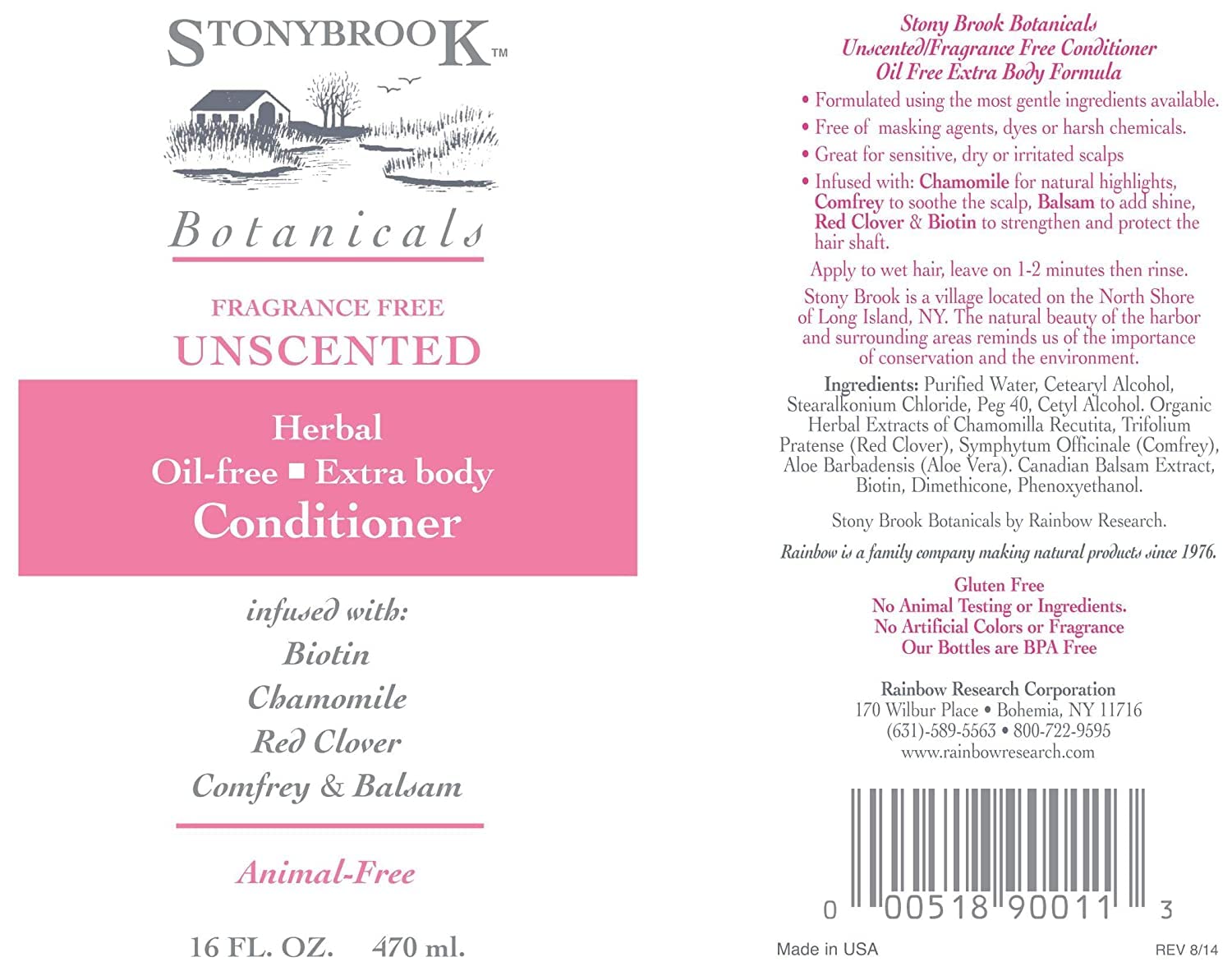 Stoney Brook Unscented Conditioner 16 Fl Oz (473ml) - Hypoallergenic & Gentle for Sensitive Scalp - Perfect for Daily Hair Care & Hydration