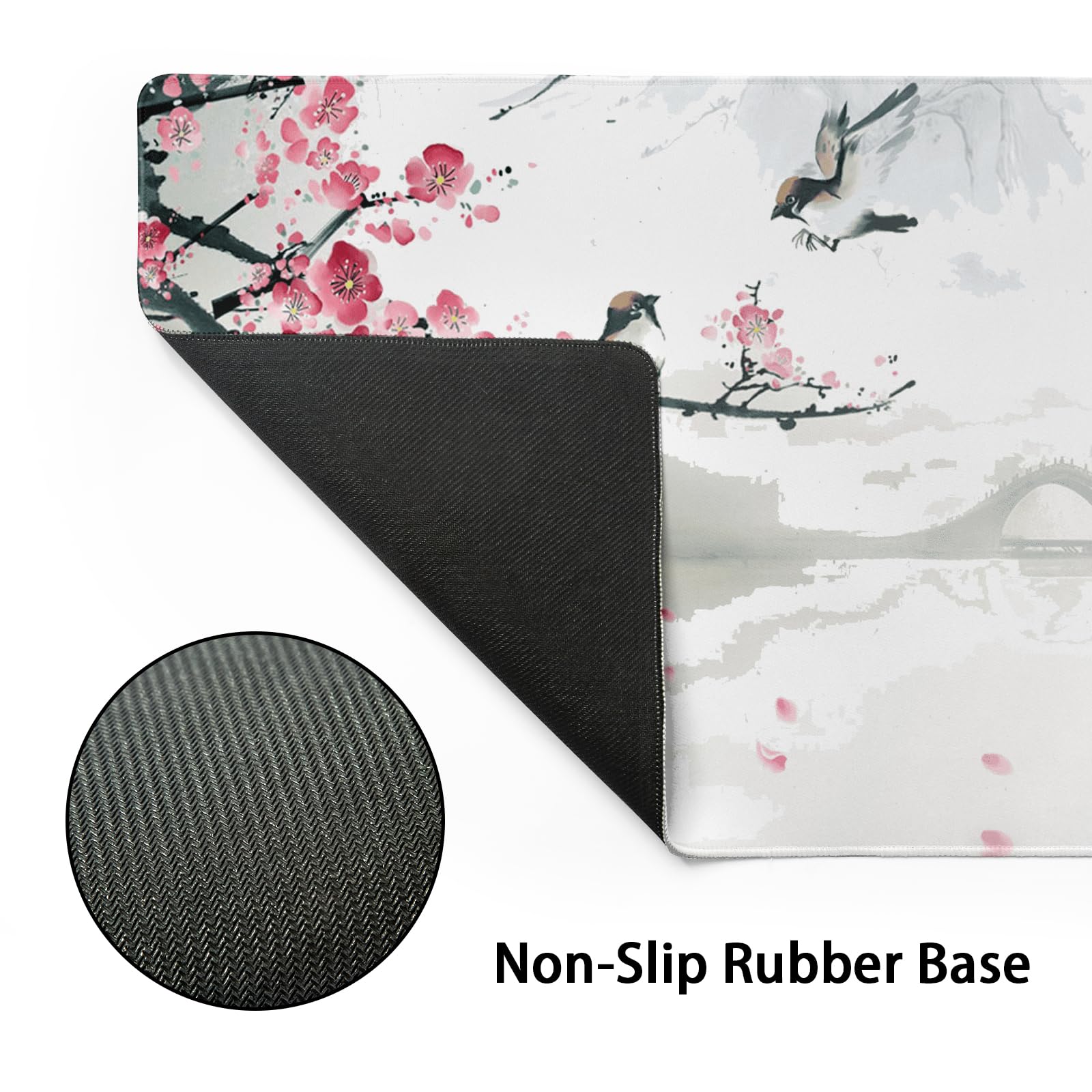 Cherry Blossom Gaming Mouse Pad - Large Non-Slip Desk Mat for PC, Office & Home Use