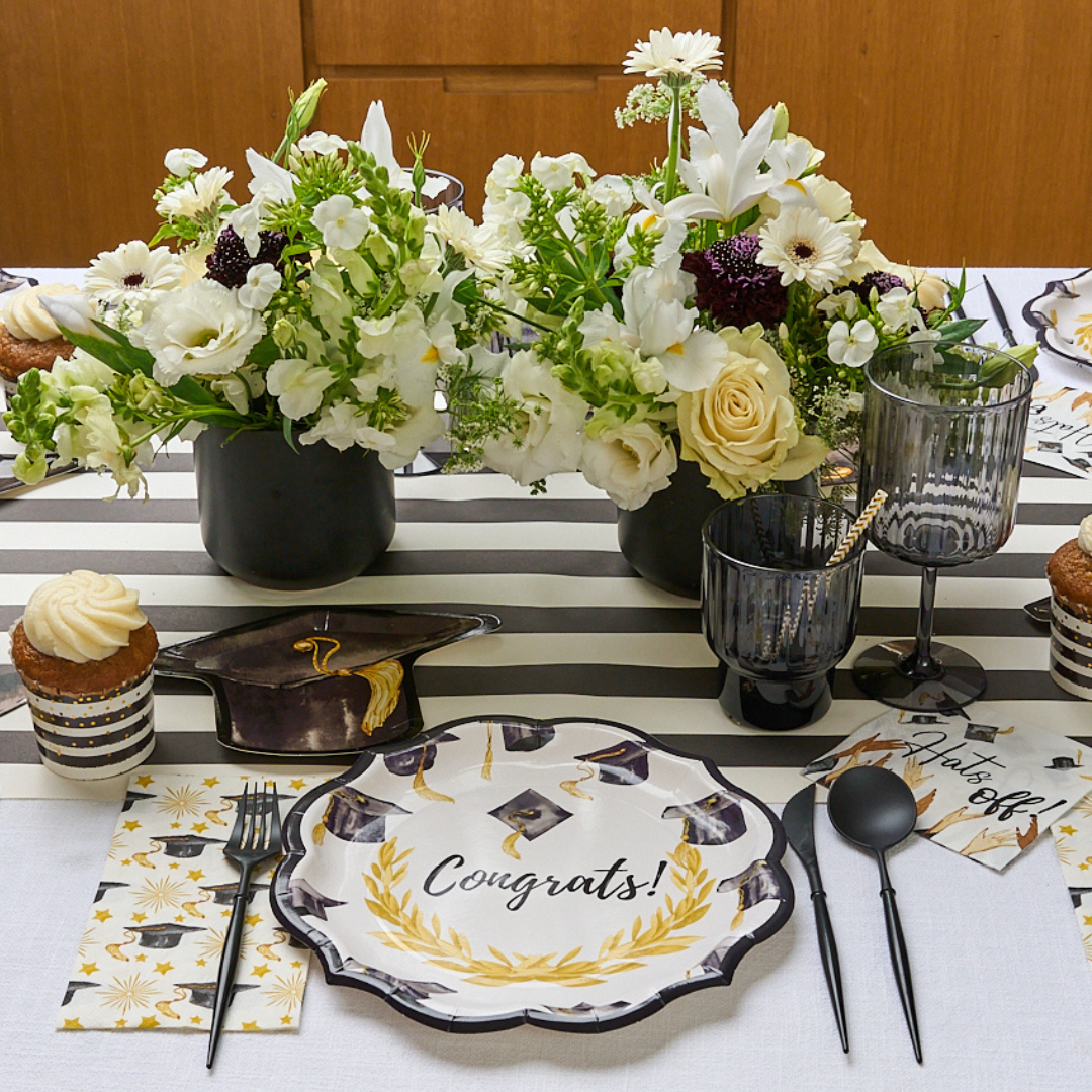 Elegant Graduation Table Decor - Complete Party Table Setting Kit for Graduation Ceremonies & Celebrations - Perfect for Graduation Parties, Banquets, and School Events