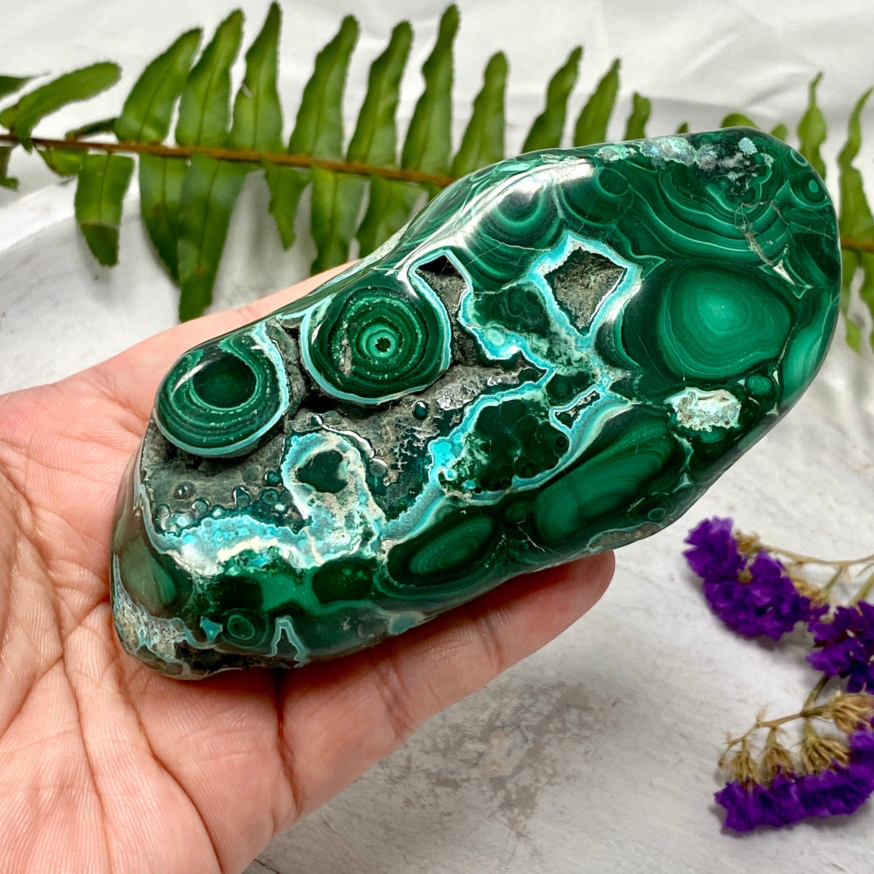Natural Chrysocolla & Malachite Freeform Stone - CR2876 - Healing Crystal for Meditation, Jewelry Making & Home Decor