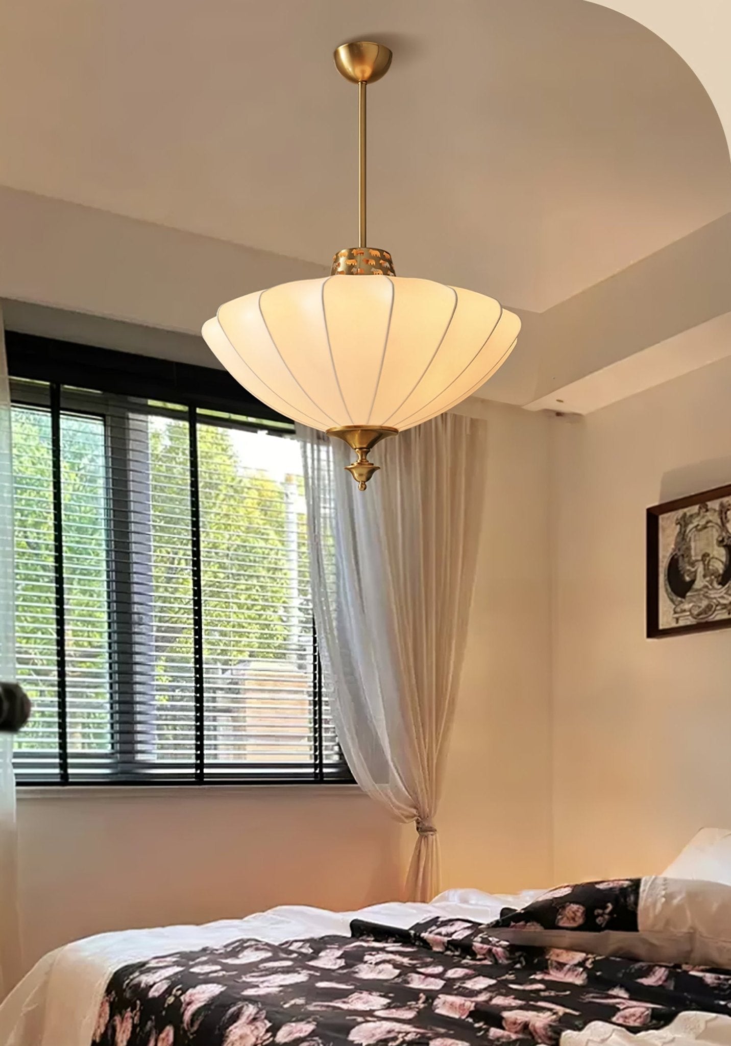 Imperial Bloom Pendant Lamp - Elegant Floral Glass Ceiling Light Fixture for Dining Room, Bedroom, or Living Room Decor