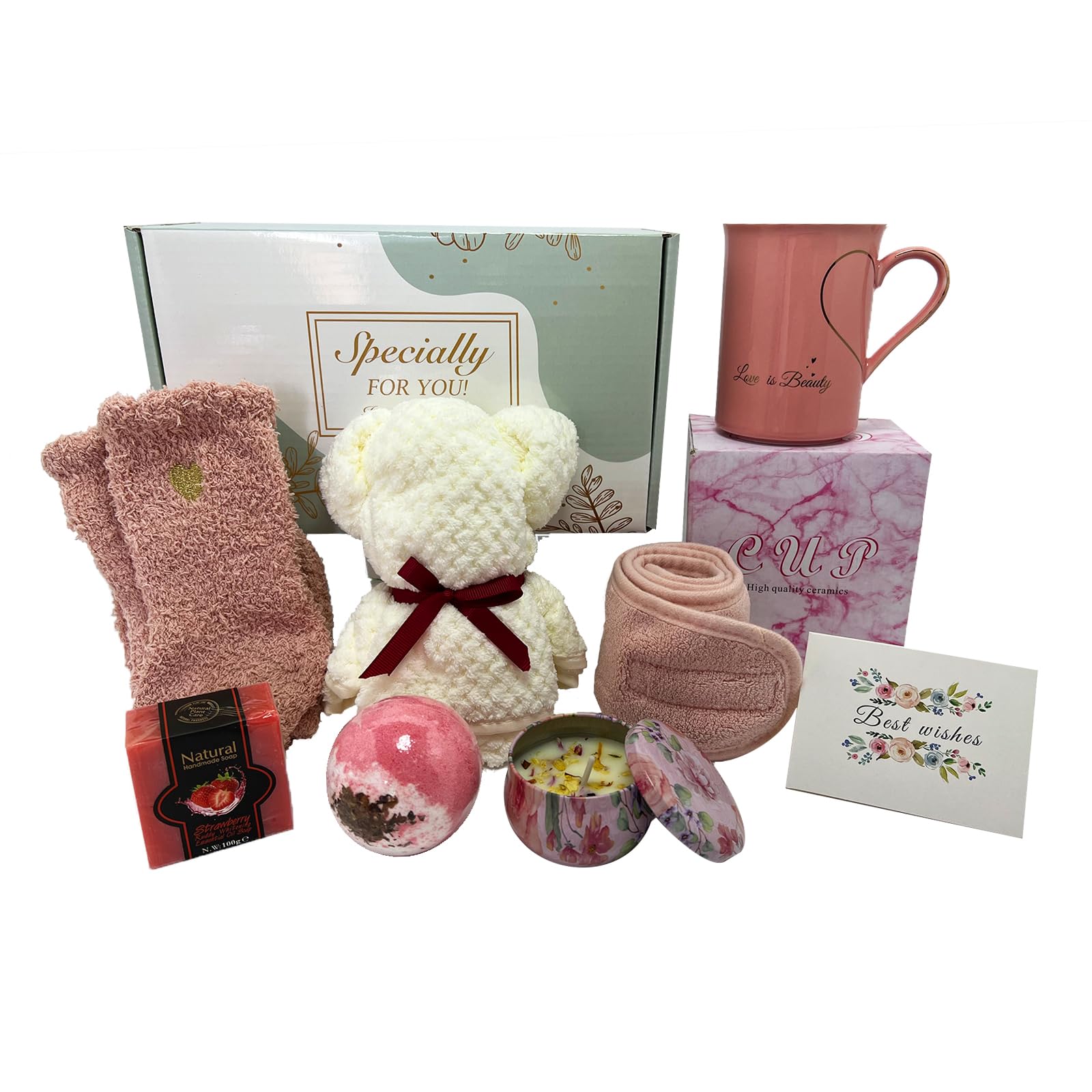 Luxury Spa Gift Baskets for Women - Relaxing Self Care Birthday & Get Well Soon Gifts - Scented Bath Gift Box Set for Christmas, Thanksgiving, Valentine's Day - Perfect for Home Relaxation, Stress Relief & Pampering Gifts