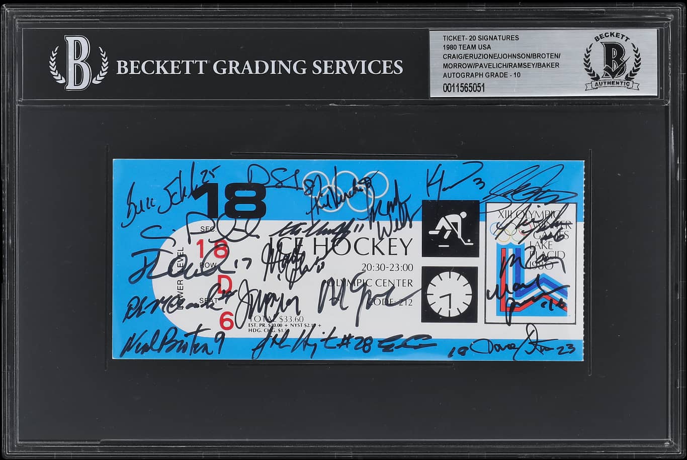 1980 USA Hockey Team Signed Romania Game Ticket - February 18, 1980 - BAS Auto 10 Certified - Olympic Memorabilia & Sports Collectibles - Perfect for Hockey Fans, Sports Memorabilia Collectors, and Olympic History Enthusiasts