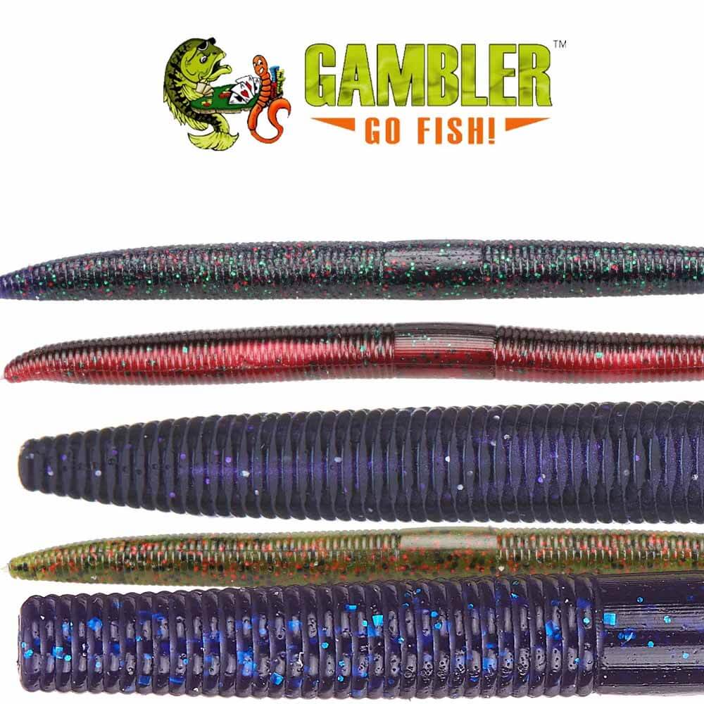 Gambler 5 Ace Stick Worm 8pk - Soft Plastic Fishing Lures for Bass, Trout & Panfish - Perfect for Freshwater & Saltwater Fishing