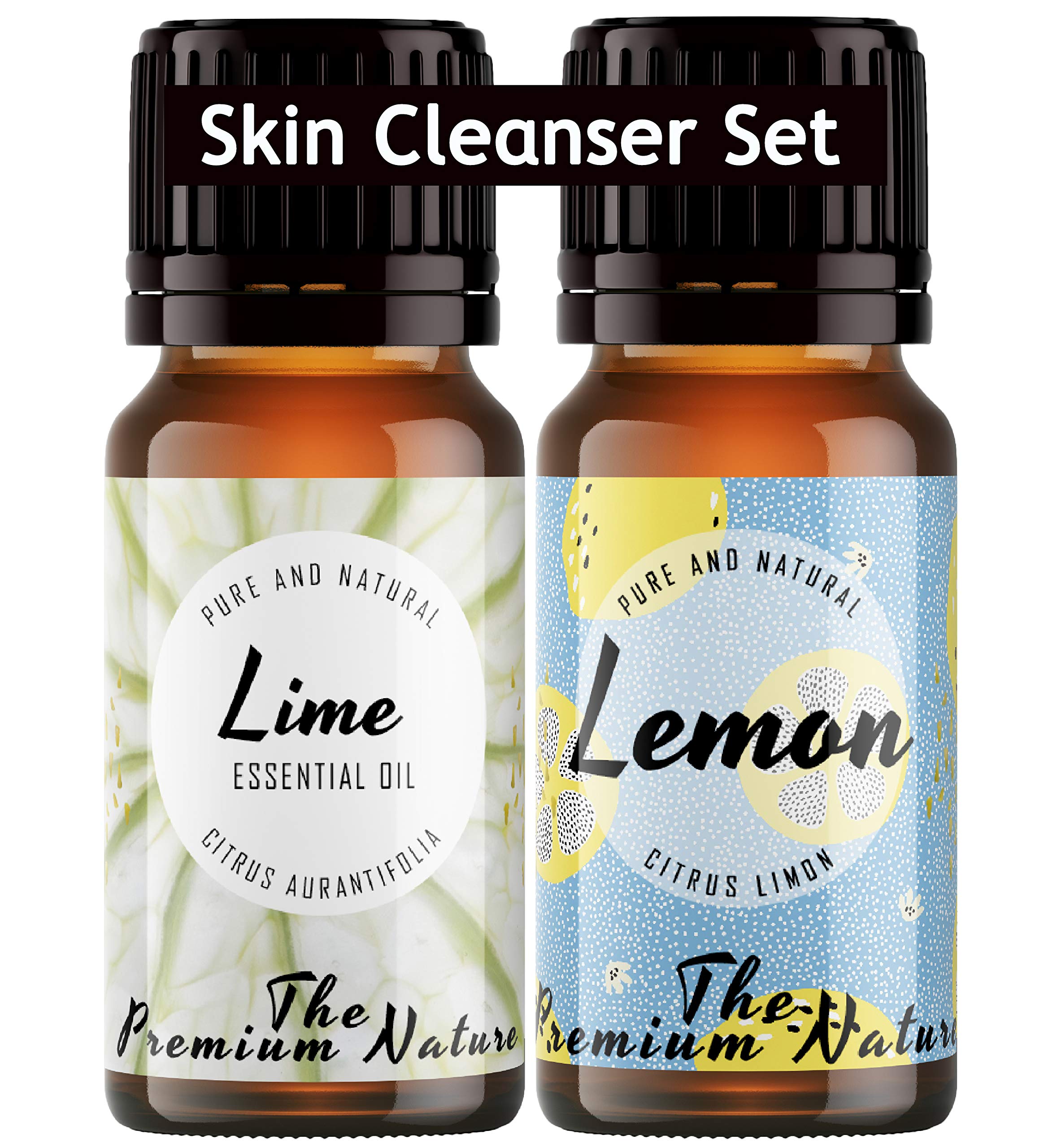 Premium 100% Pure Therapeutic Grade Lime & Lemon Essential Oil Set - 2x10ml Natural Skin Cleanser for Clearer Complexion - Perfect for Aromatherapy, DIY Beauty & Home Spa Treatments