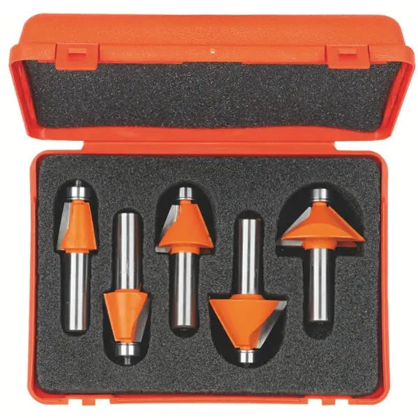5-Piece Chamfer Router Bit Set - CMT 836.501.11 - Premium Woodworking Tools for Beveling & Edge Trimming - Perfect for DIY Projects & Professional Carpentry
