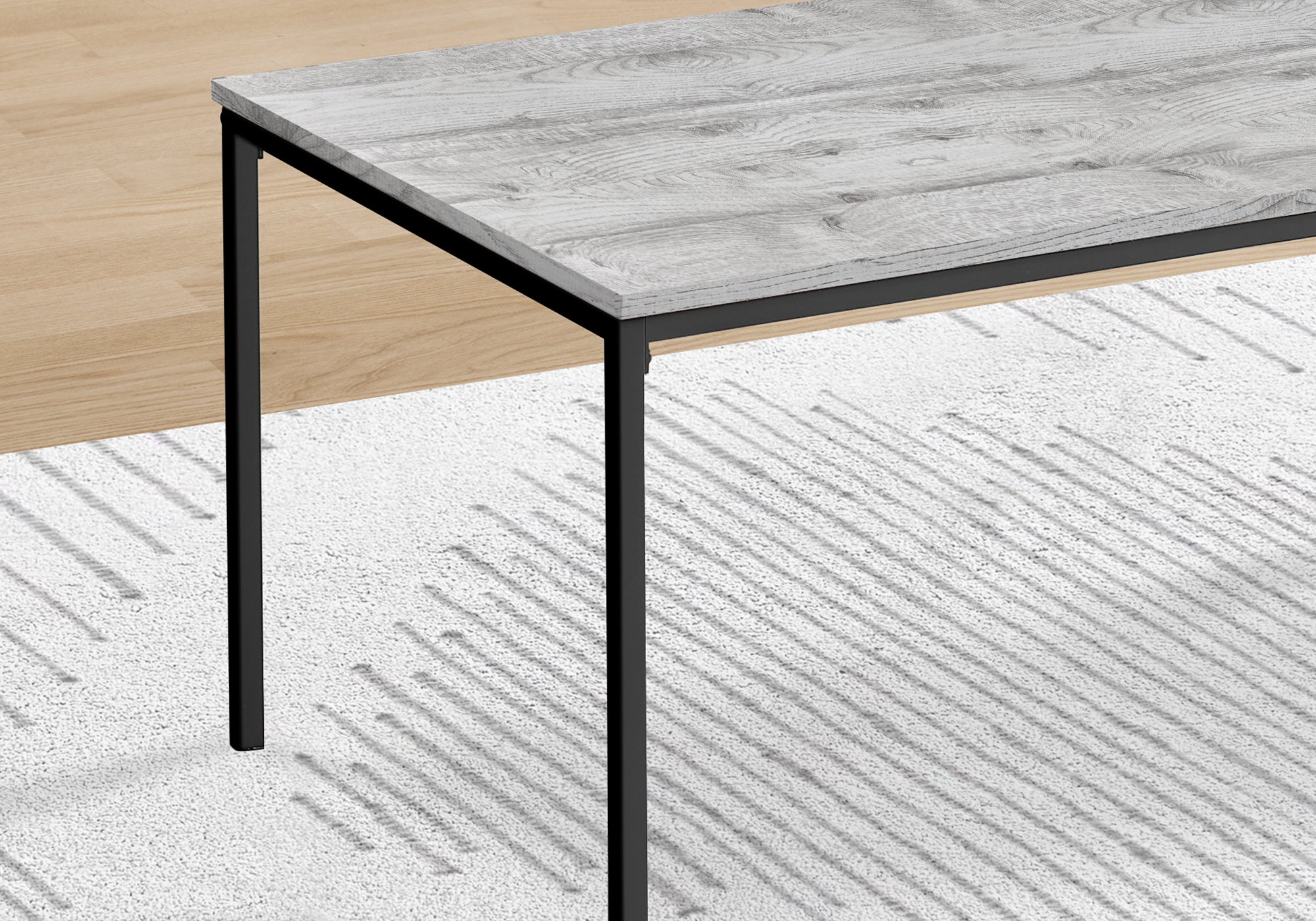 3-Piece Coffee Table and End Table Set - Black Metal Frame with Grey Laminate Top - Modern Living Room Furniture for Small Spaces & Apartments - Perfect for Coffee, Books, and Decor Display
