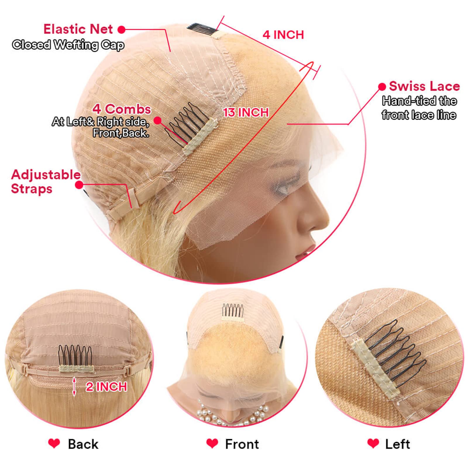 613 Lace Front Wig Human Hair 30inch 13x4 Blonde - 100% Remy Human Hair Wig with HD Lace & Baby Hair - 180% Density Pre-Plucked Lace Frontal Wig for Daily Wear, Cosplay & Special Occasions