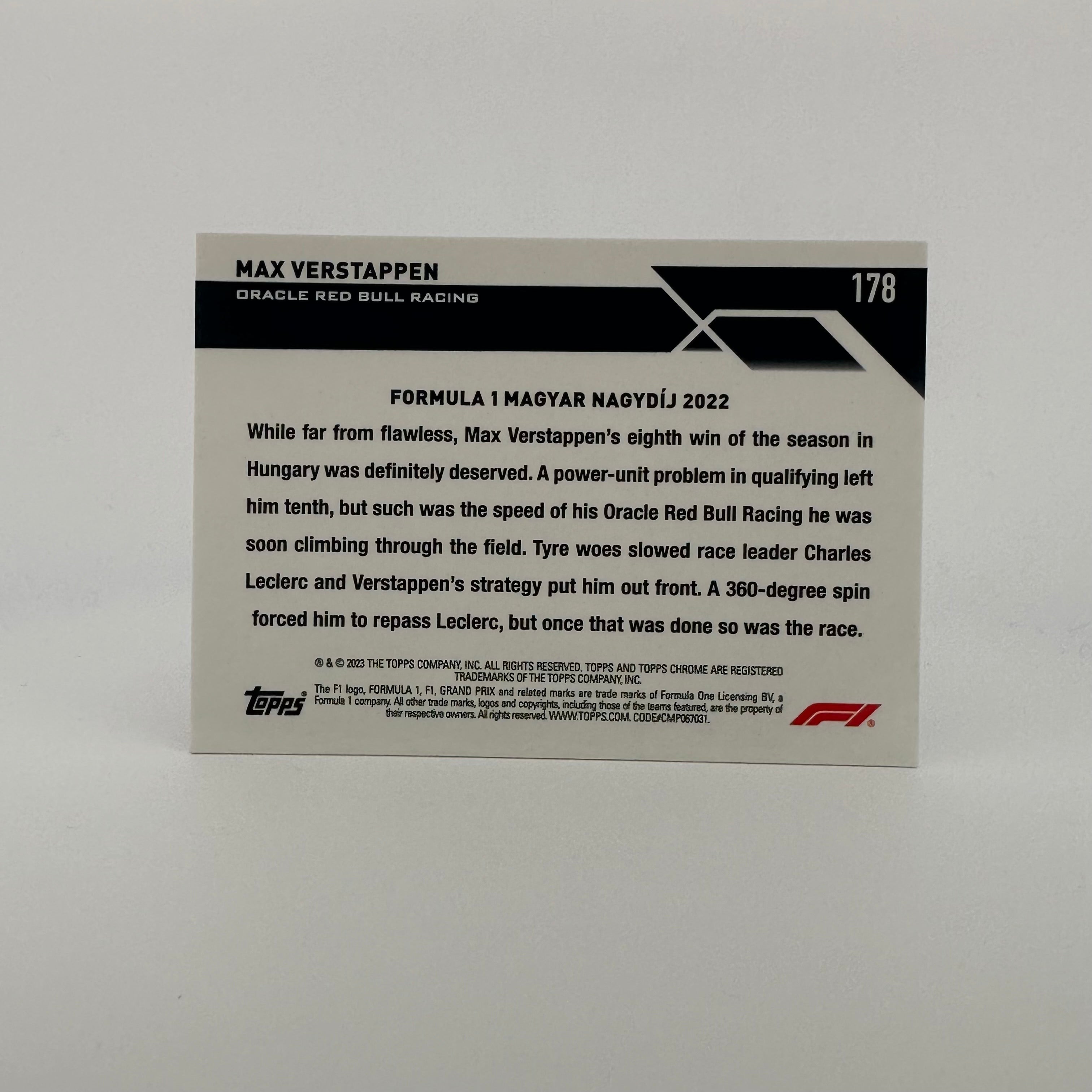 2023 Topps Chrome Sapphire Max Verstappen #178 Racing Card - 5/5 Red Parallel - Perfect for F1 Collectors & Racing Memorabilia Displays