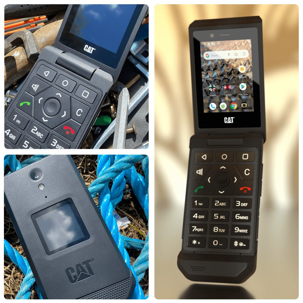 CAT S22 Flip Phone (16GB, 2GB RAM) Unlocked 4G LTE GSM Smartphone for T-Mobile - Rugged Black Flip Phone for Outdoor, Construction & Emergency Use