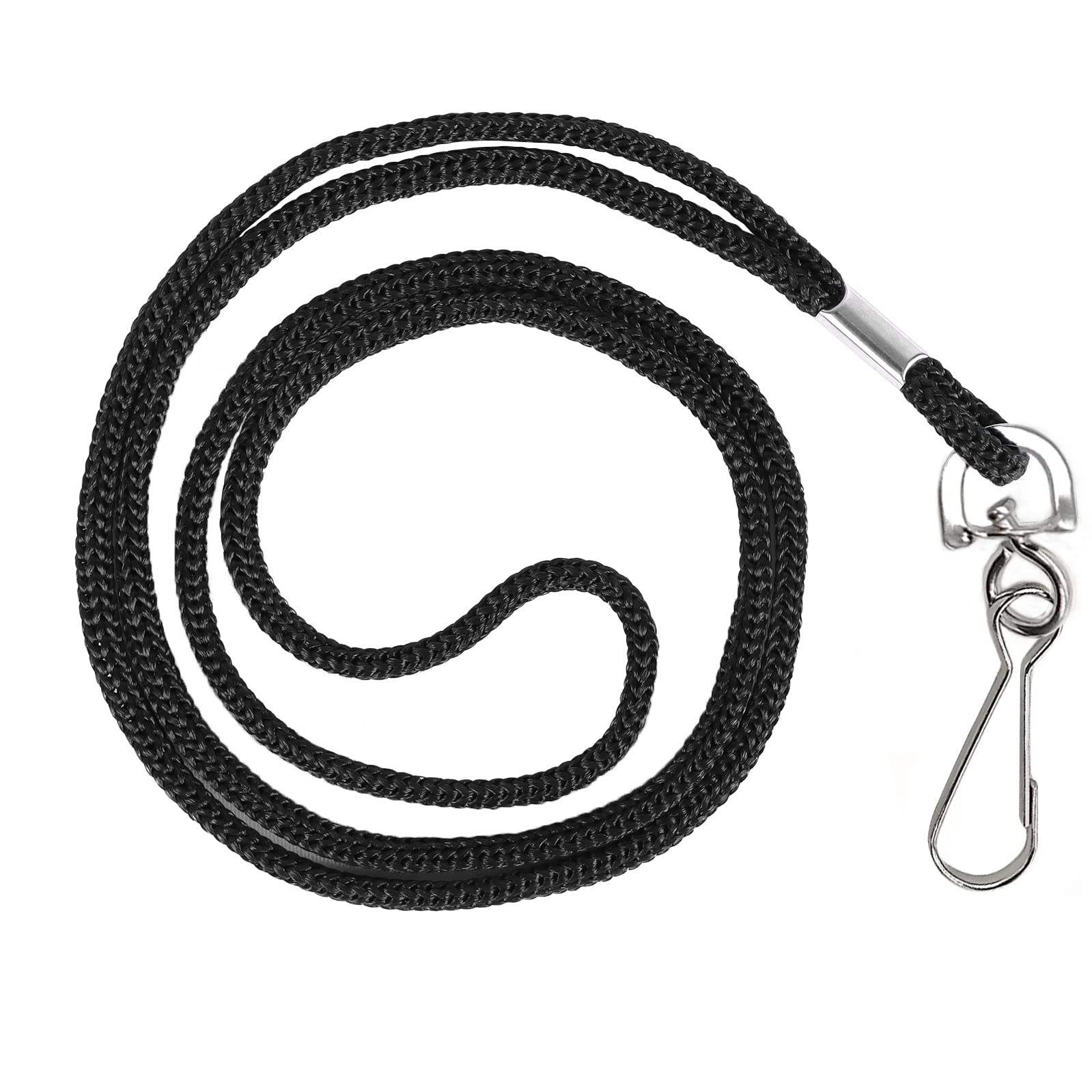 HOSL Black Nylon Lanyards 100 Pack with Swivel Hook for Office ID Cards & Events