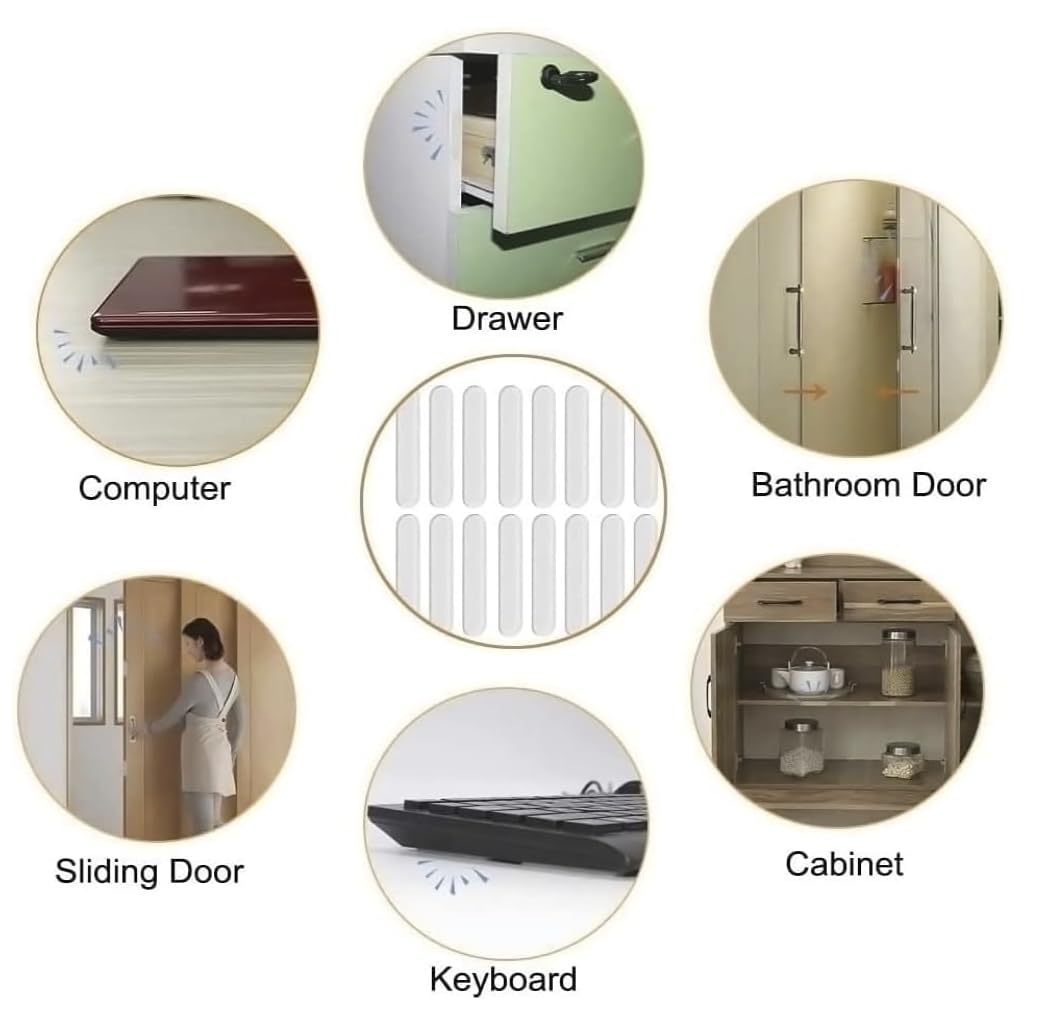 Qenixo® 10-Pack Clear Door Bumpers - 2.24 Inch Soft Self-Adhesive Wall Protectors for Door Knobs & Handles - No-Slip Silicone Stopper Guards for Sliding Doors & Cabinets - Prevent Wall Damage & Reduce Noise