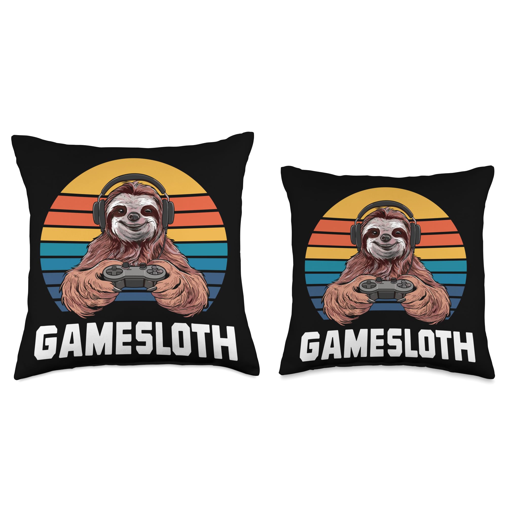 Funny Sloth Gaming Throw Pillow - Cute Sloth Design for Gamers & Animal Lovers - Perfect for Gaming Chairs, Couches & Bedroom Decor