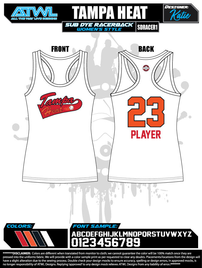 Tampa Heat Alt 2020 Women's Sublimated Basketball Jersey - Breathable Performance Jersey for Game Day, Sports Events & Fan Apparel