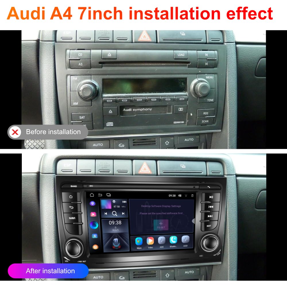 AMASE AUDIO 7-inch Android 13 Car Stereo for Audi A4/S4/RS4 - Wireless Apple CarPlay & Android Auto, DSP+, GPS Navigation, 4G WiFi, Bluetooth 5.0 - Upgrade Your Audi's Infotainment System for Seamless Connectivity & Entertainment