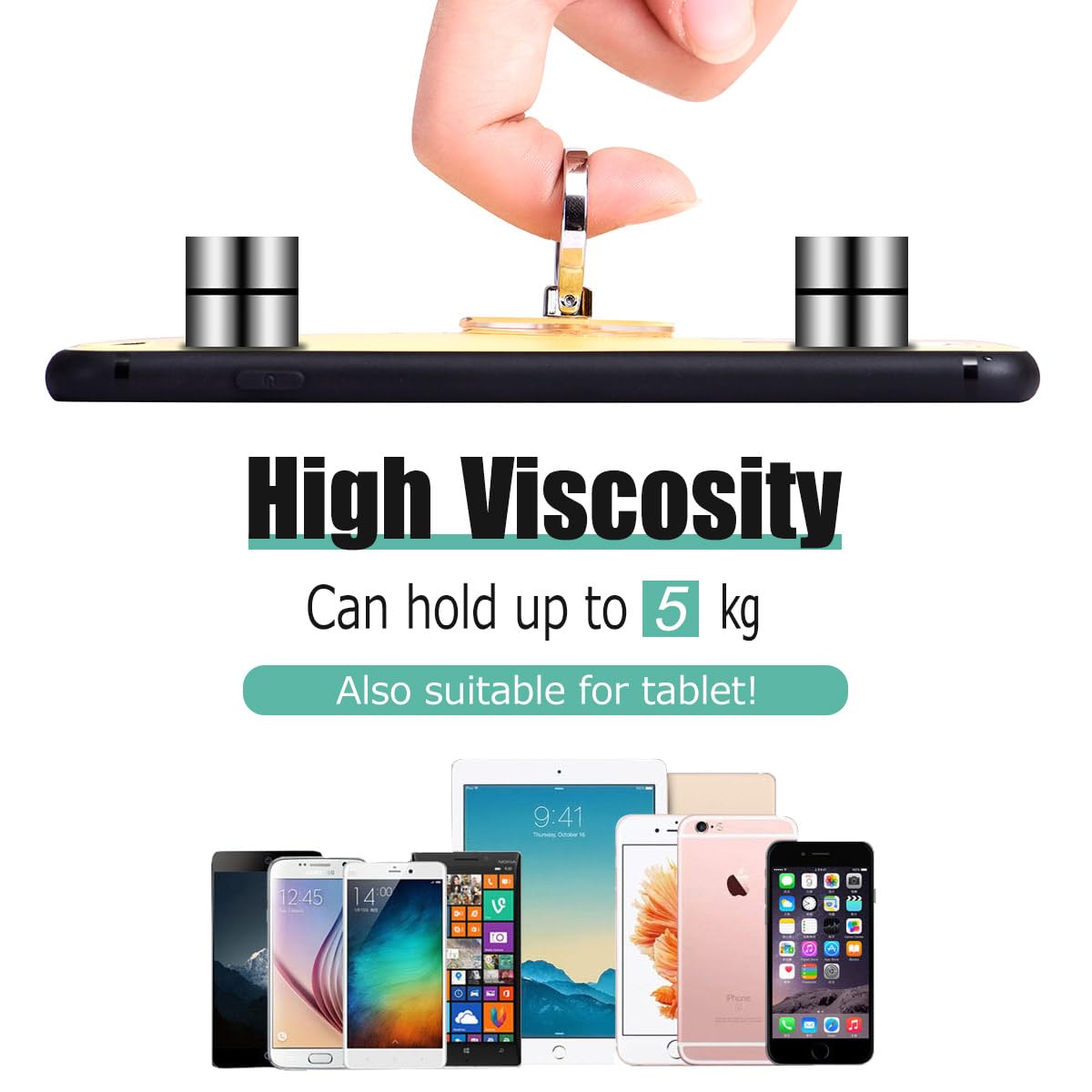EI Sonador Clear Transparent Phone Ring Holder - 2 Pack Black, Finger Grip & Stand for Cell Phones | Perfect for Hands-Free Viewing, Secure Grip While Shopping or Commuting