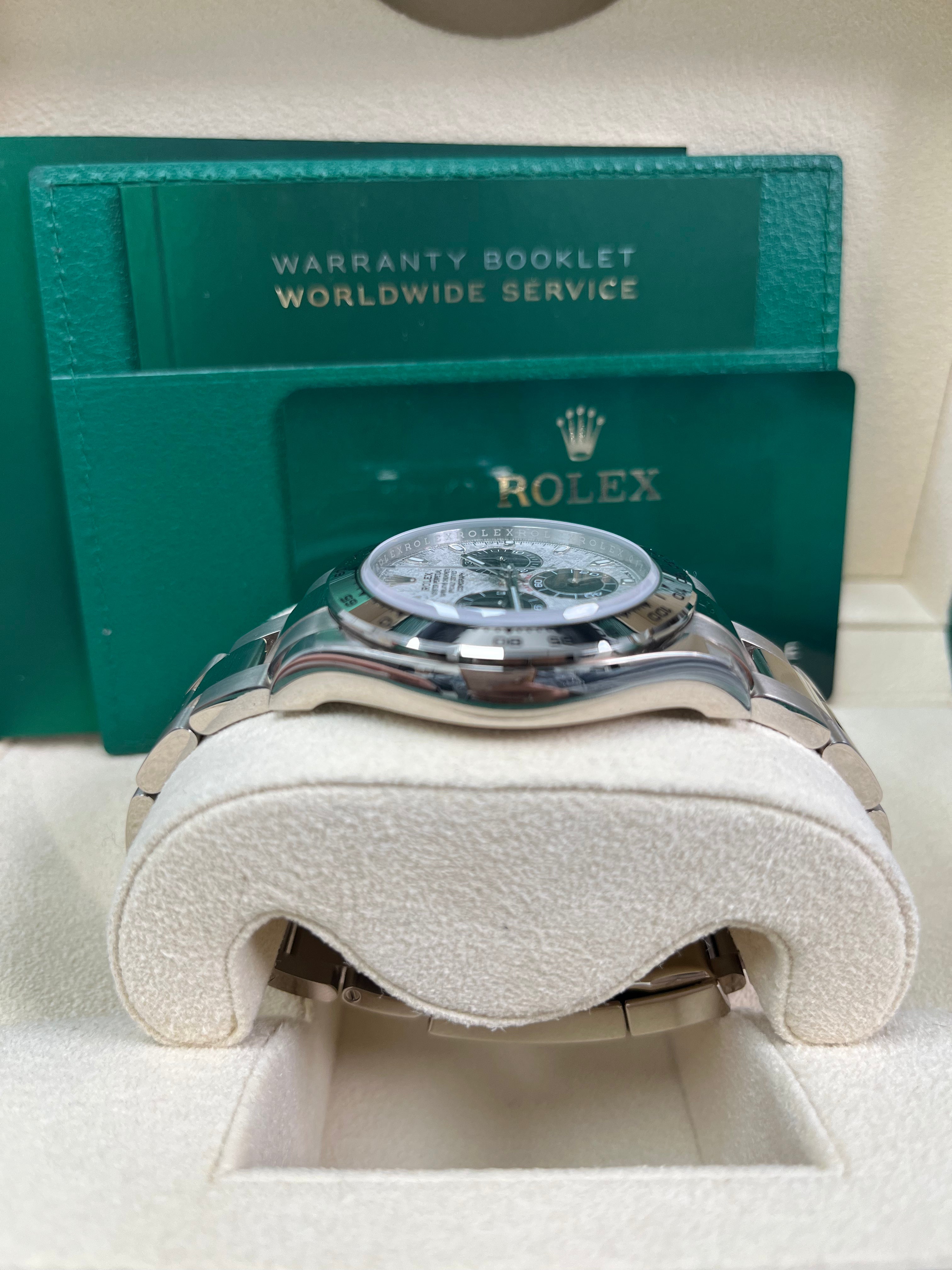 Rolex Daytona 116509 40mm White Gold Watch with Meteorite Dial & Black Oyster Bracelet - Luxury Men's Chronograph for Business, Gifting & Special Occasions
