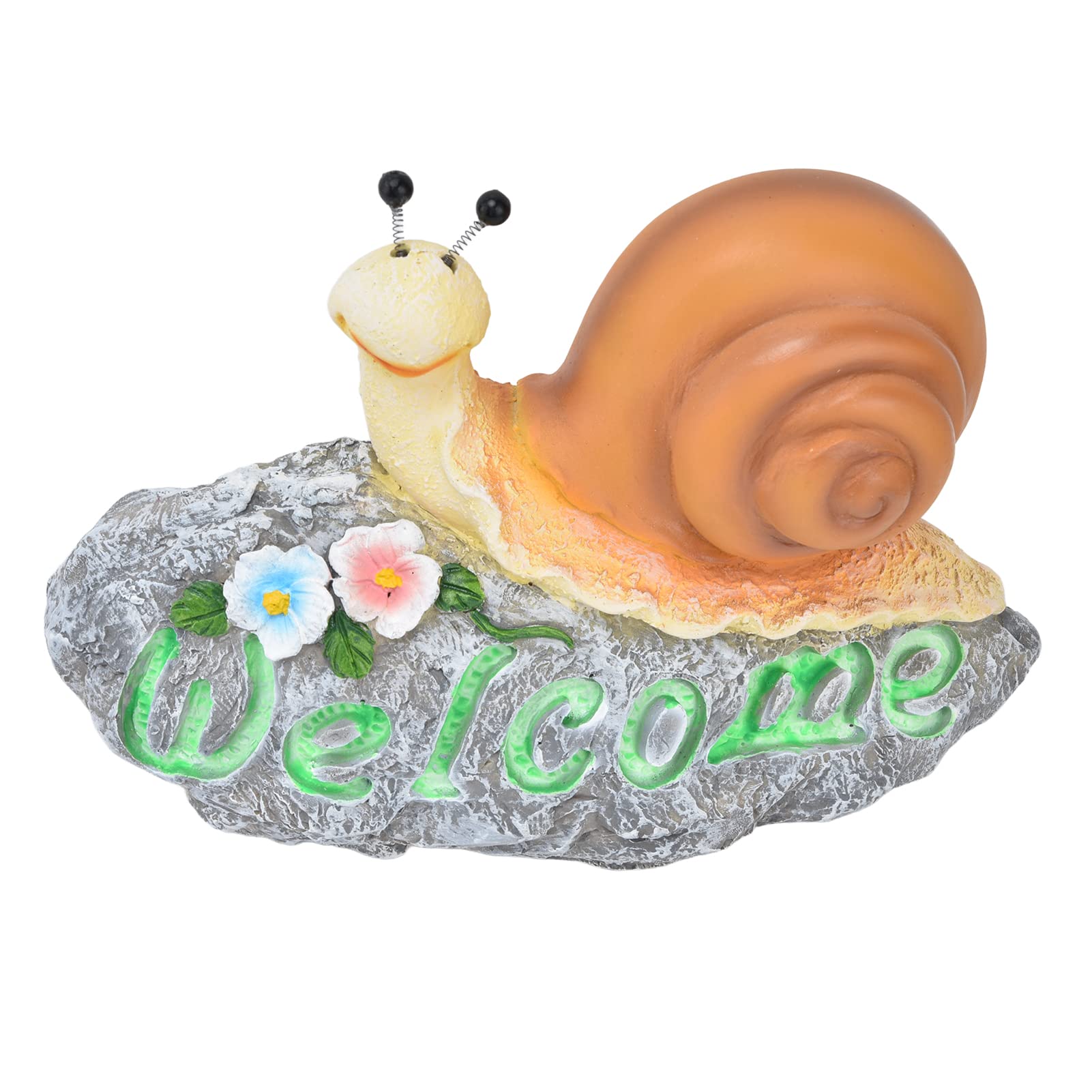WESE Luminous Resin Garden Statue - Weatherproof Outdoor Indoor Decor, Welcome Snail Figurine Animal Sculpture for Home, Patio, Yard, Lawn, Porch | Perfect for Garden Decor, Pathway Accents & Nighttime Illumination
