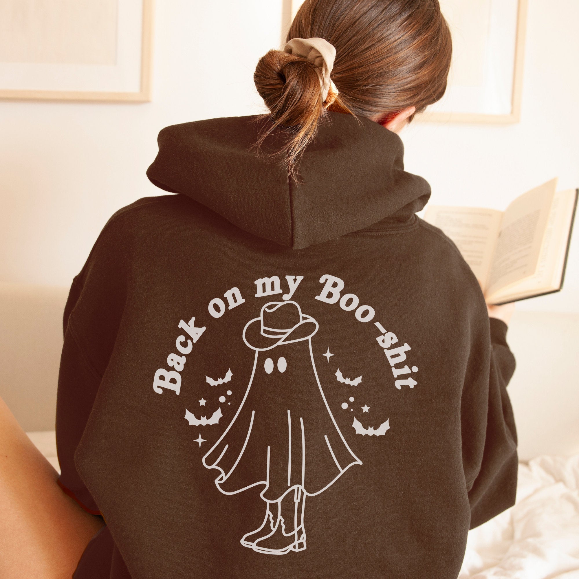Funny Halloween Hoodie - Back on My Boo Shit Ghost Tee | Retro Spooky Season Sweatshirt for Fall & Halloween Costume | Perfect for Trick-or-Treating, Halloween Parties & Autumn Outfits