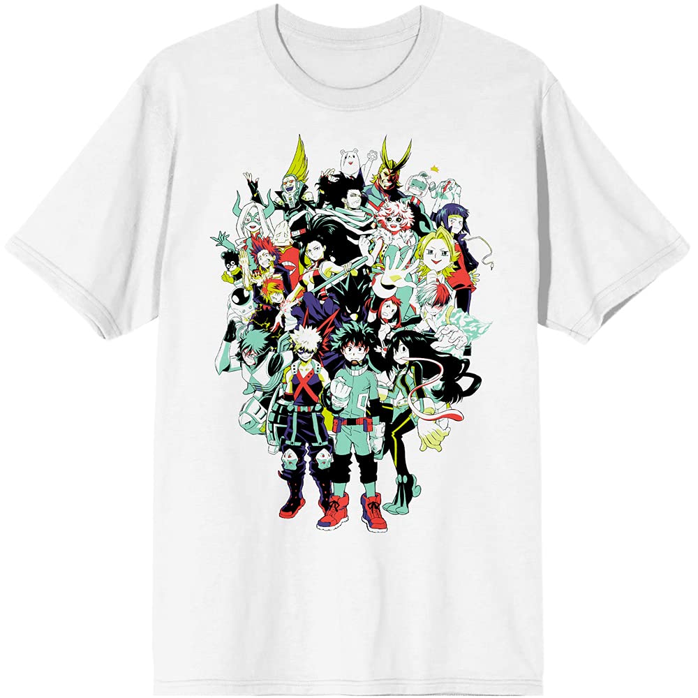 My Hero Academia Anime Characters Men's White Graphic T-Shirt - Casual Wear & Cosplay for Anime Fans