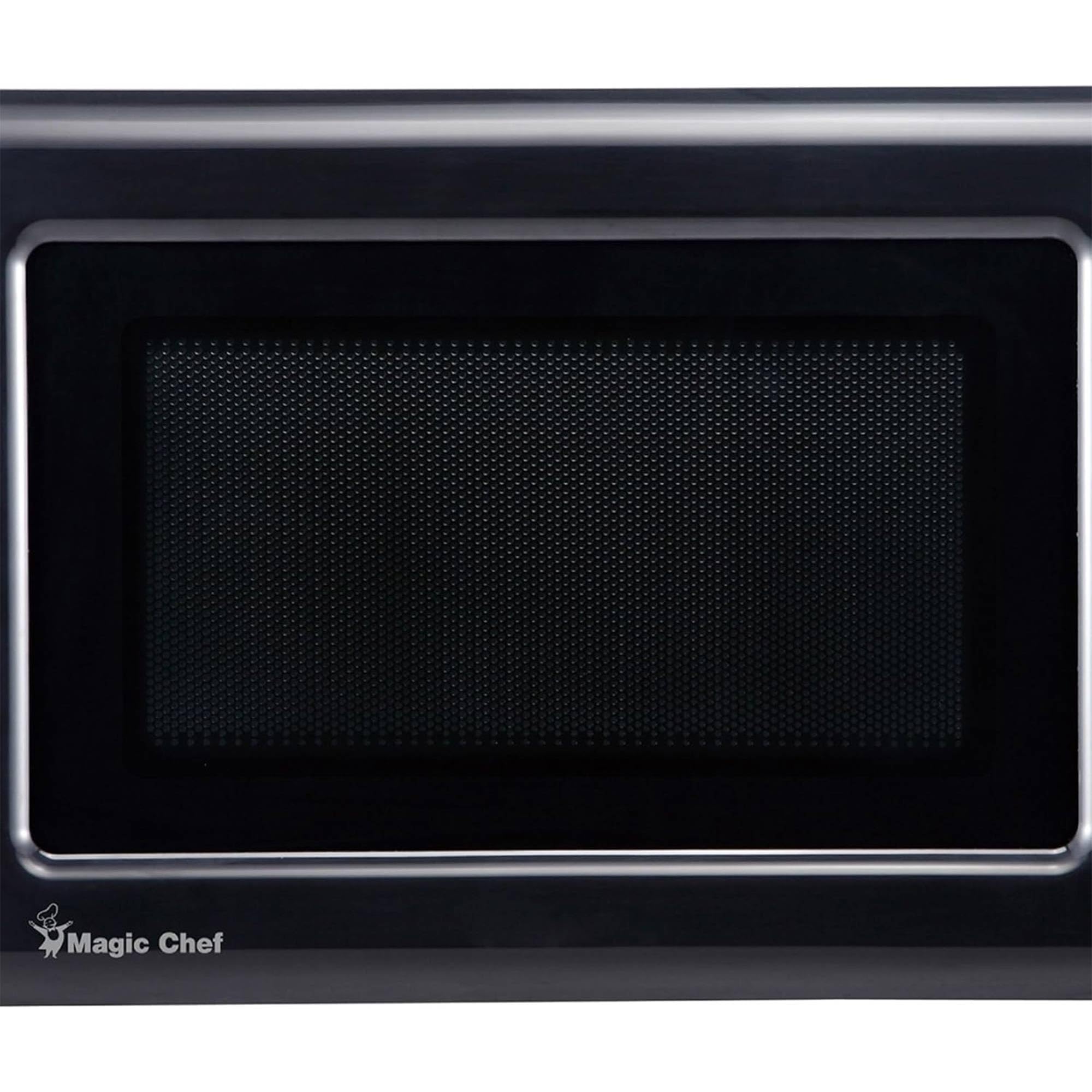 Magic Chef 0.9 Cu Ft 900W Compact Stainless Steel Countertop Microwave Oven - 6 Pre-Programmed Cooking Modes, Black | Perfect for Small Kitchens, Dorms, Offices & RVs