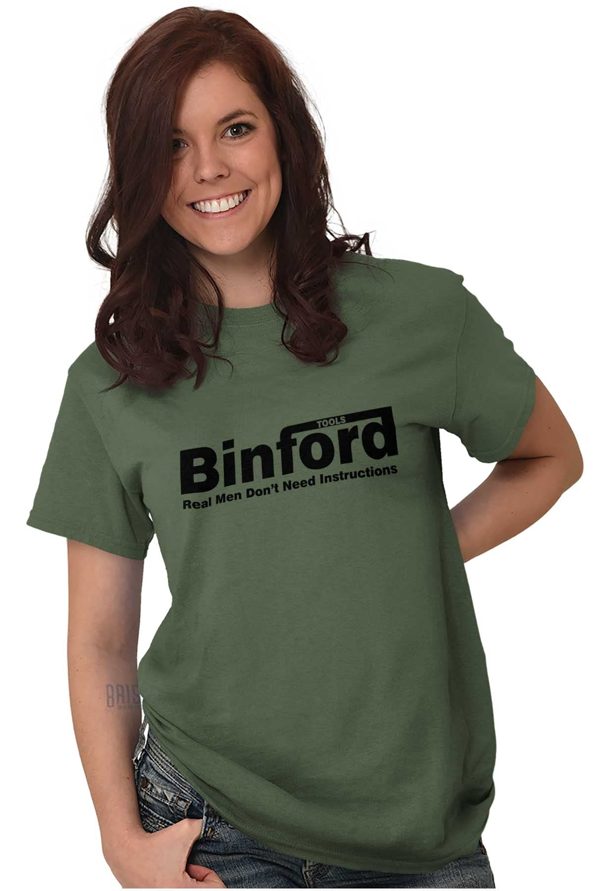 Binford Tools Real Men No Instruction Graphic T-Shirt for Men & Women - Funny Workwear & DIY Enthusiast Apparel