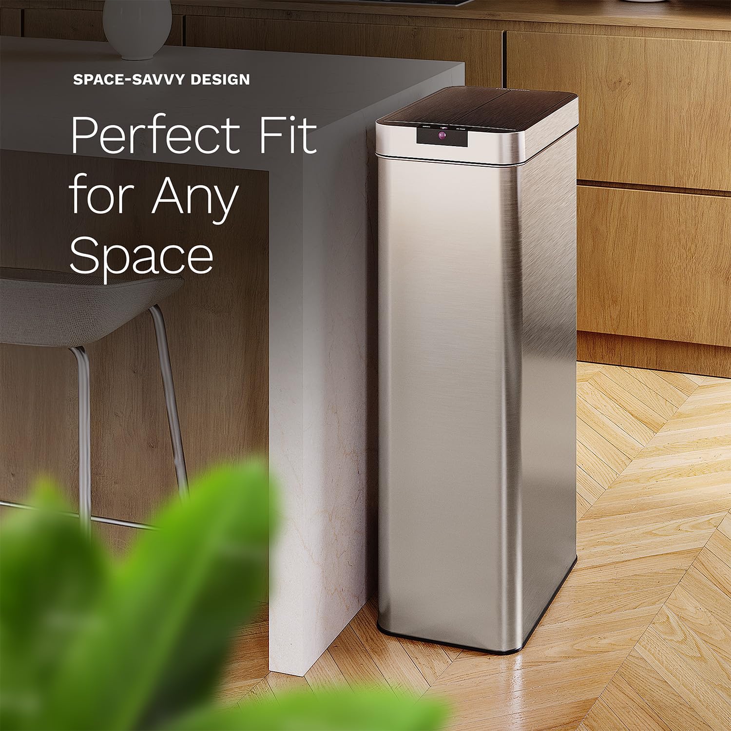 hOmeLabs 21 Gallon Automatic Trash Can for Kitchen - Stainless Steel Touchless Motion Sensor Garbage Bin with Infrared Technology & AC Adapter - Perfect for Modern Kitchens, Offices, and Restaurants