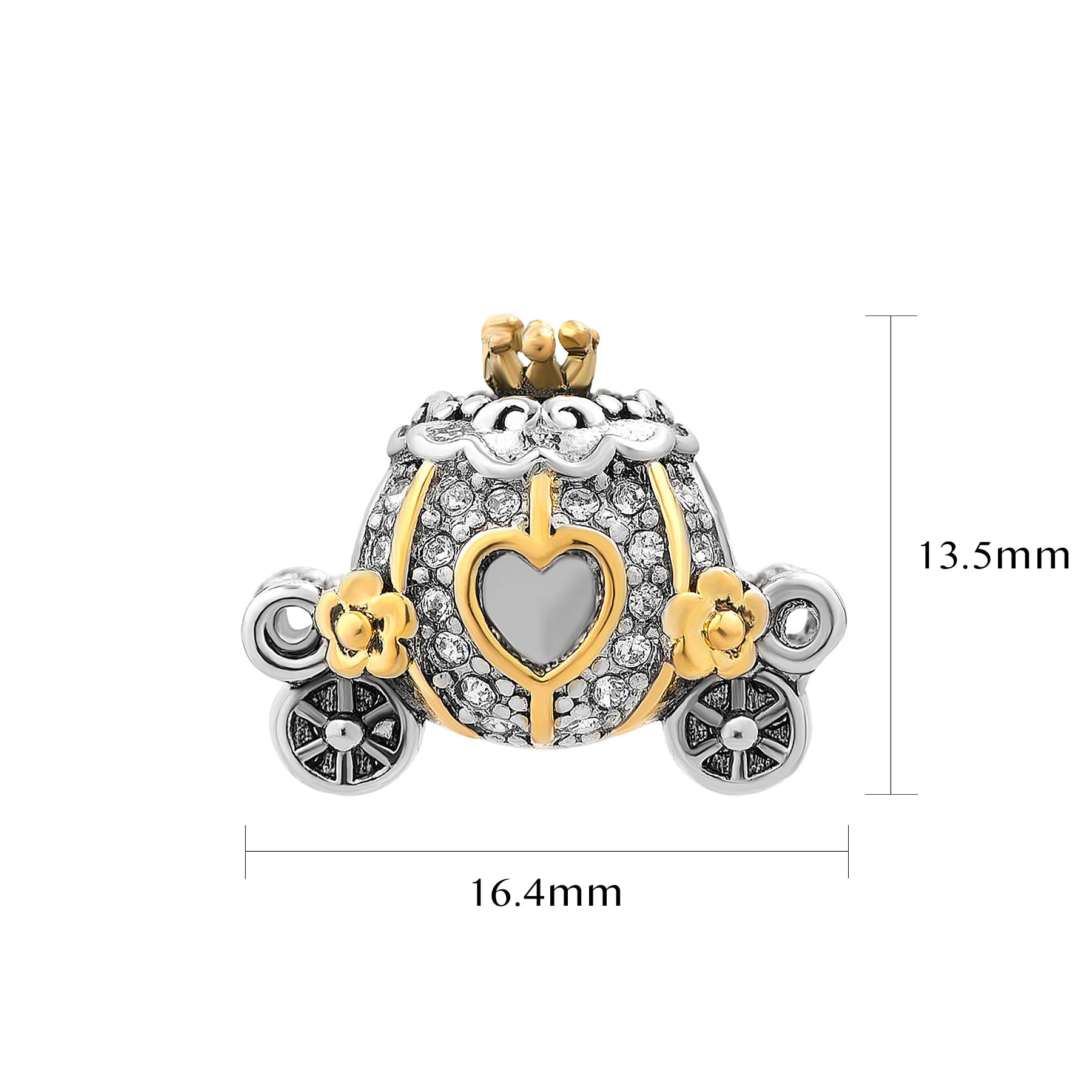 LSxAB Gold Tone Pumpkin Carriage Charm for Pandora Bracelets - Perfect for Halloween Jewelry, Disney Princess Costume Accessories & Gift Giving