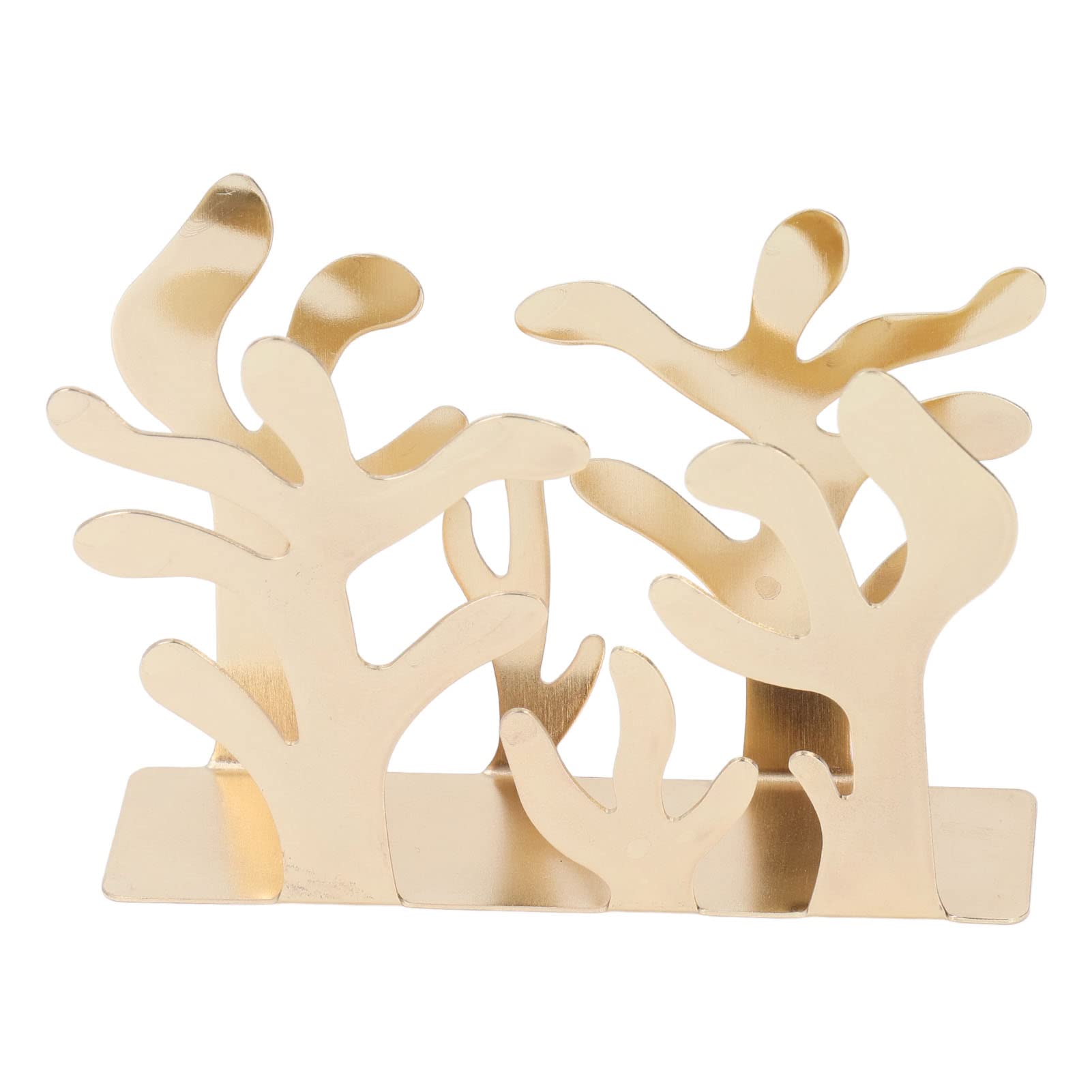 Elegant Coral Napkin Holder - Vertical Hollow-Out Metal Design, Multifunctional Desktop Organizer for Restaurants & Home Dining (Golden) | Perfect for Table Setting, Kitchen Decor & Gift Giving
