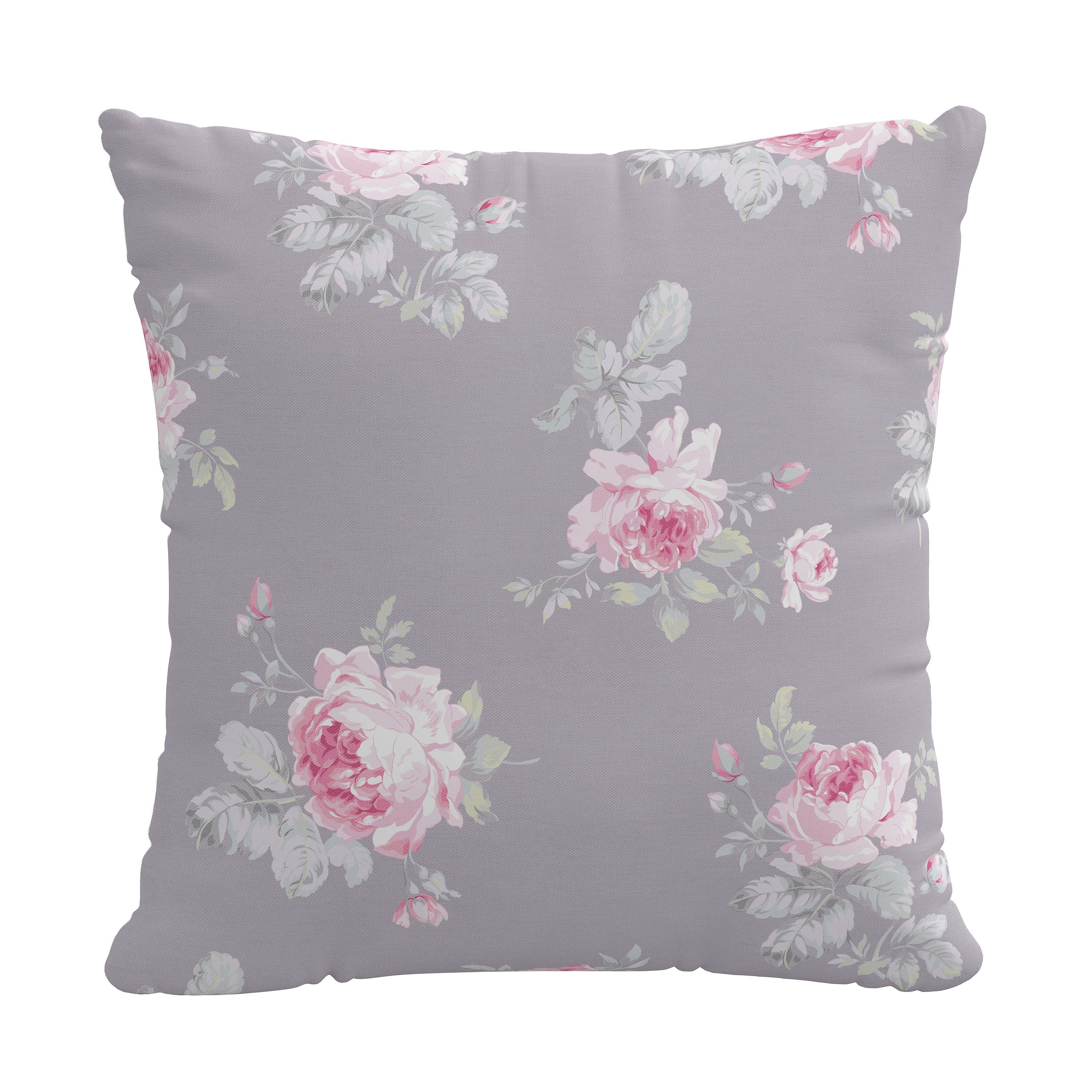 Rose Majesty Grey Pillow - Soft Decorative Throw Pillow for Bedroom, Couch & Sofa - Elegant Home Decor Accent