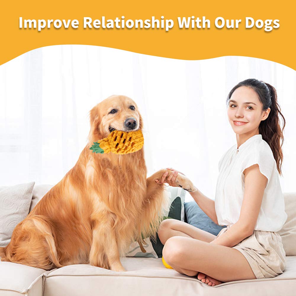 Durable Indestructible Pineapple Dog Chew Toys for Aggressive Chewers - Tough Puzzle Treat Dispenser for Small, Medium & Large Dogs - Promotes Dental Health - Perfect for Playtime, Training & Teething Relief