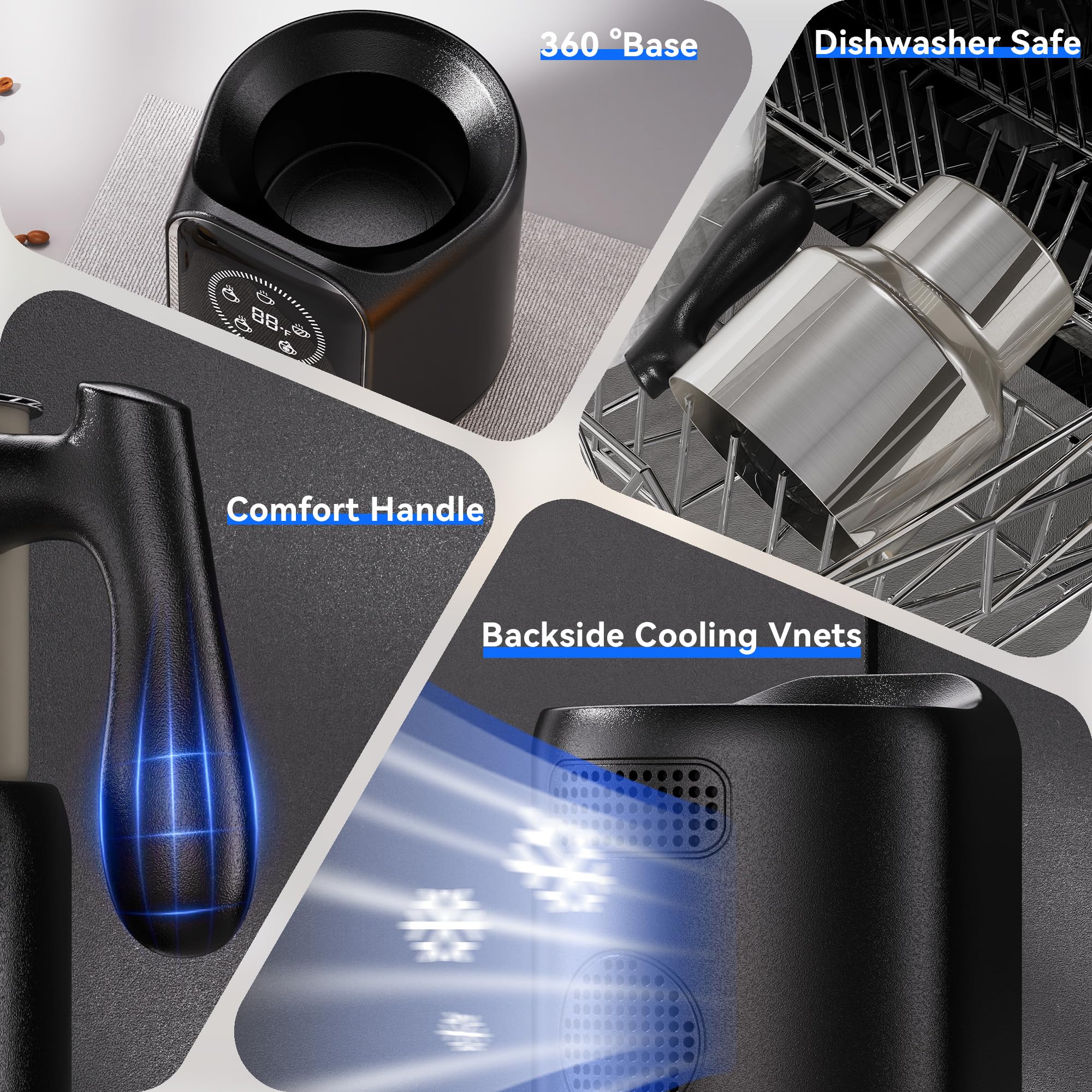 5-in-1 Electric Milk Frother & Steamer - 21oz Removable Dishwasher Safe Frothing Pitcher for Latte, Cappuccino, Hot/Cold Milk & Chocolate Drinks - Perfect for Home Coffee Bars & Office Break Rooms