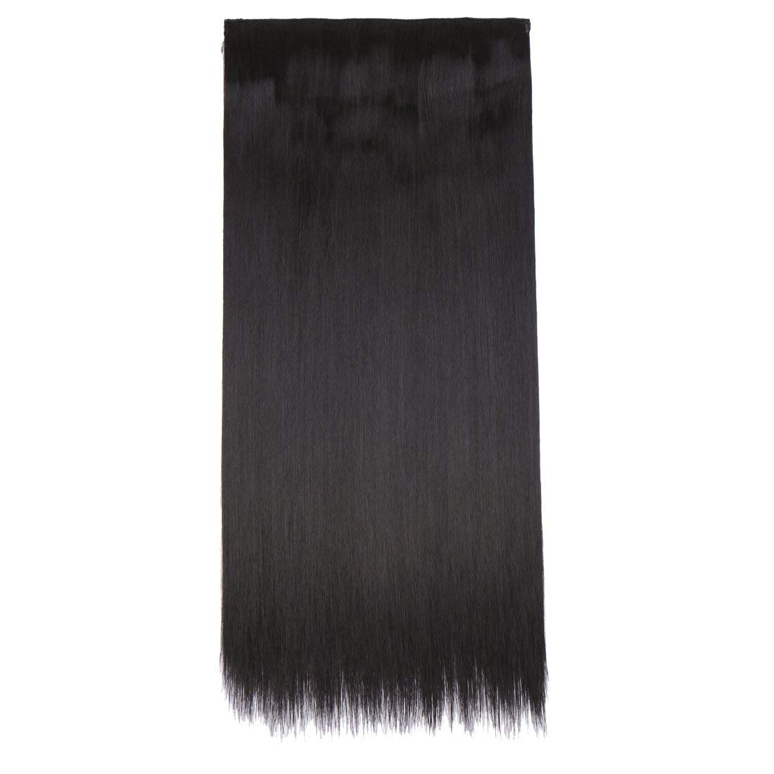 LTZ 24 Inch Straight Synthetic Hair Extensions for Women - Natural Black Clip-In Full Head Hairpieces | Perfect for Daily Styling, Parties & Special Occasions